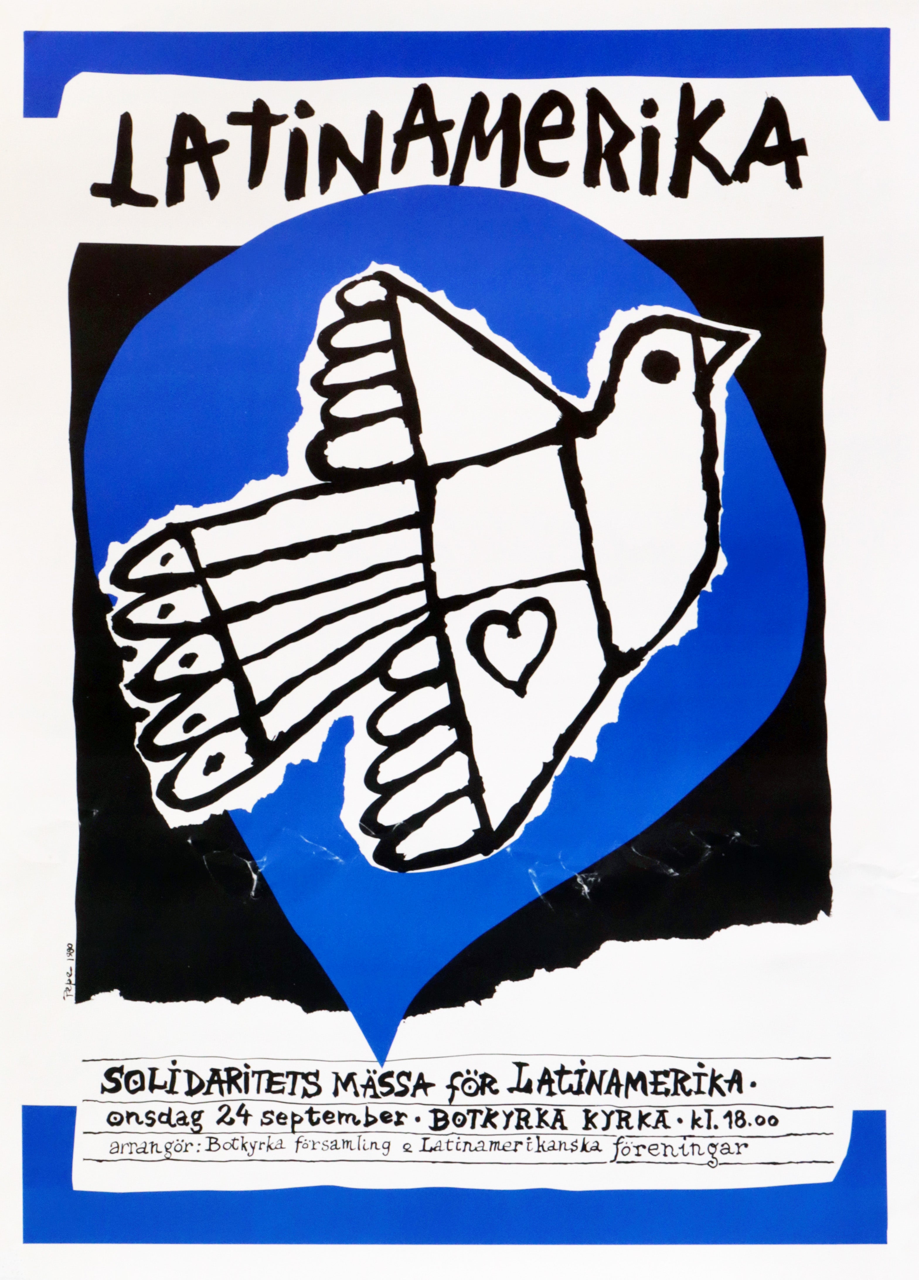 Vintage 1980 Swedish Exhibition Poster - Latinamerika Solidaritets Mässa for Latinamerika - Rare Political Art Print for Home Decor & Office Wall Art