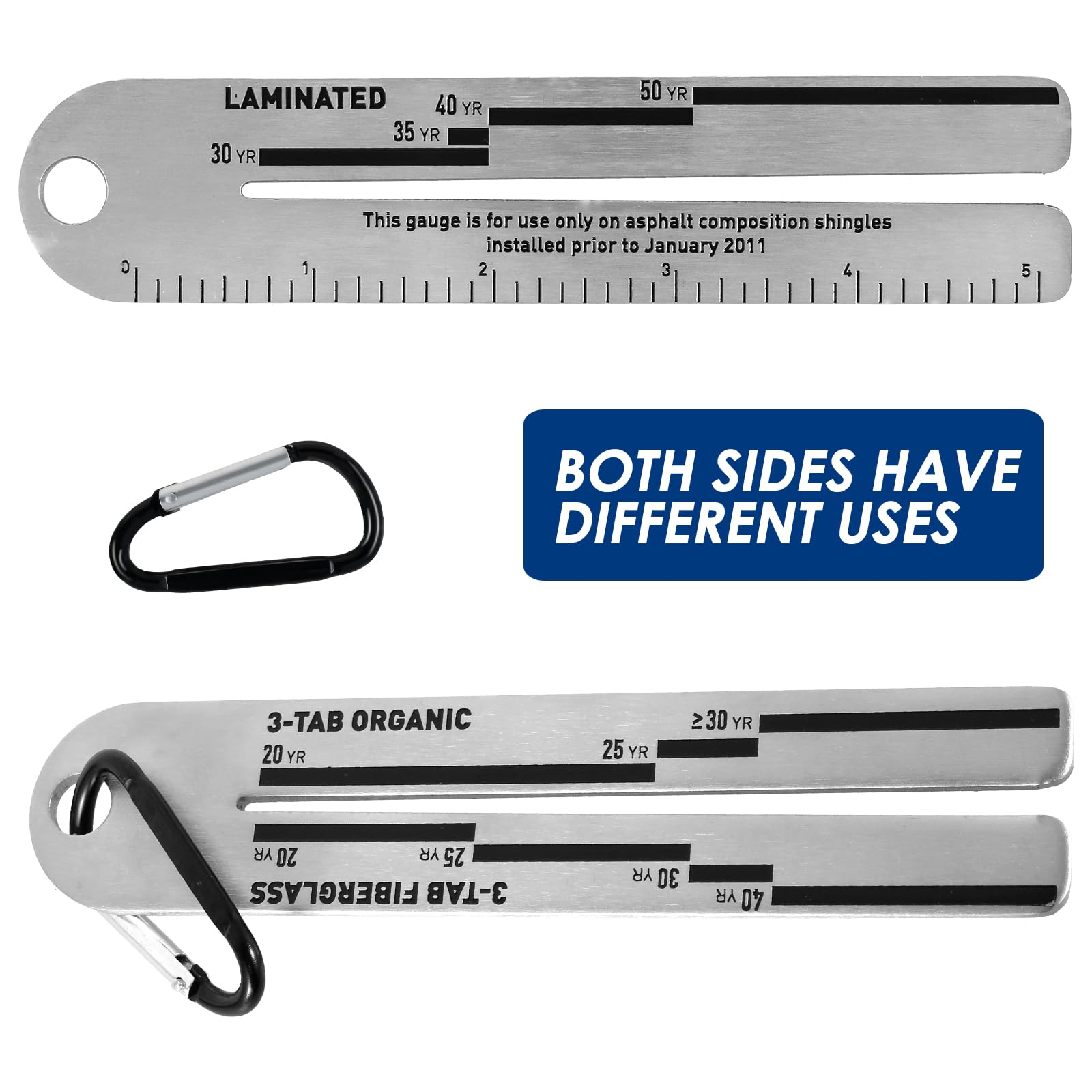 2 Pcs Stainless Steel Shingle Gauge - Roofing Measuring Tool for Asphalt Shingle Thickness Analysis | High Hardness Pitch Gauge for Roofers, Contractors & DIY Home Improvement Projects