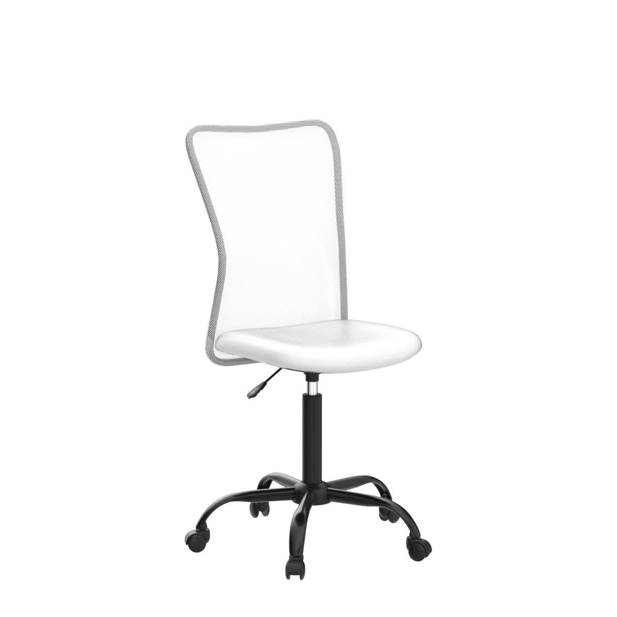 Ergonomic Mesh Office Chair - Adjustable Swivel Rolling Computer Desk Chair with Wheels for Home & Office - Modern Executive Task Chair for Women & Men, Armless Design, White - Perfect for Long Work Hours, Gaming, and Remote Work