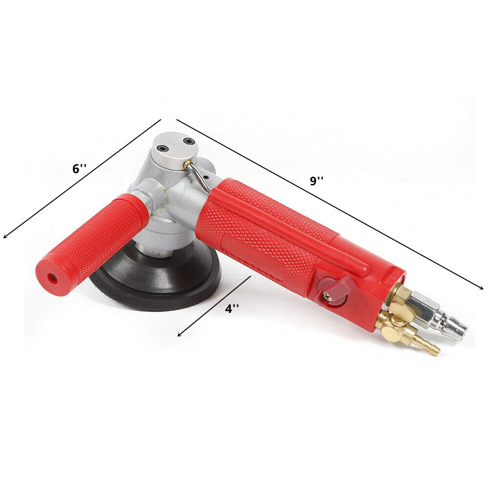 4-Inch Pneumatic Air Wet Stone Polisher 4300RPM - Granite Marble Polishing Tool with Water Mill - Professional Wet Air Sander for Stone Countertops, Floors & Tile Work (4'' Polishing Disc)