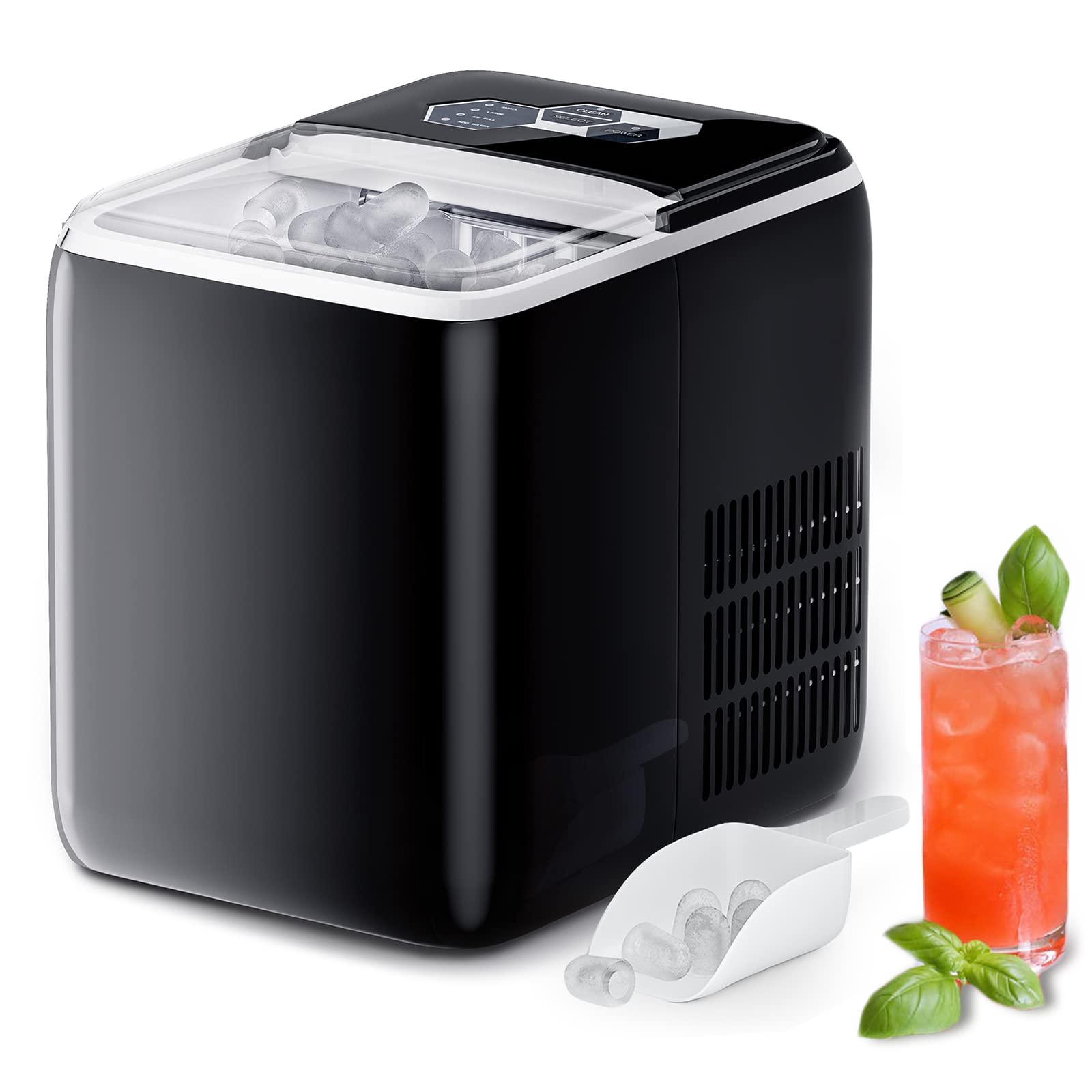 Portable Ice Maker Machine - Fast 12 Ice Cubes in 9 Minutes, Compact Countertop Ice Maker with Self-Cleaning Function (Black) | Perfect for Home, Office, Parties & Outdoor Use
