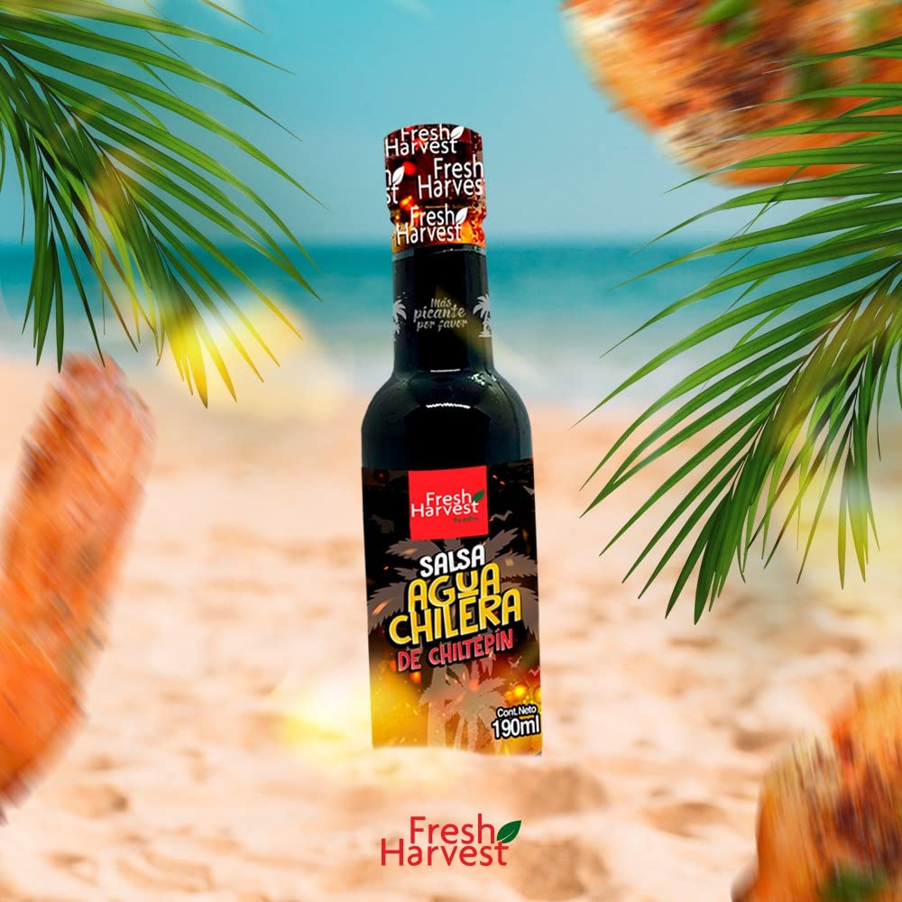 Chiltepín Aguachilera Hot Sauce 190ml (6.42 Fl Oz) - Pack of 12 | Authentic Mexican Spicy Sauce for Seafood, Tacos, Snacks & More | Fresh Harvest | Perfect for Cooking, Grilling & Party Dips