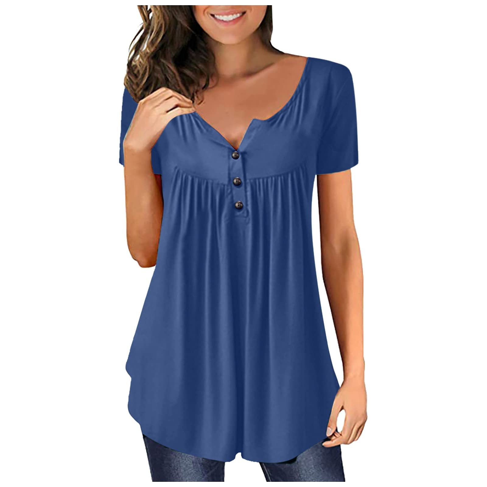 Plus Size Gradient V-Neck T-Shirt for Women - Casual Summer Outfits