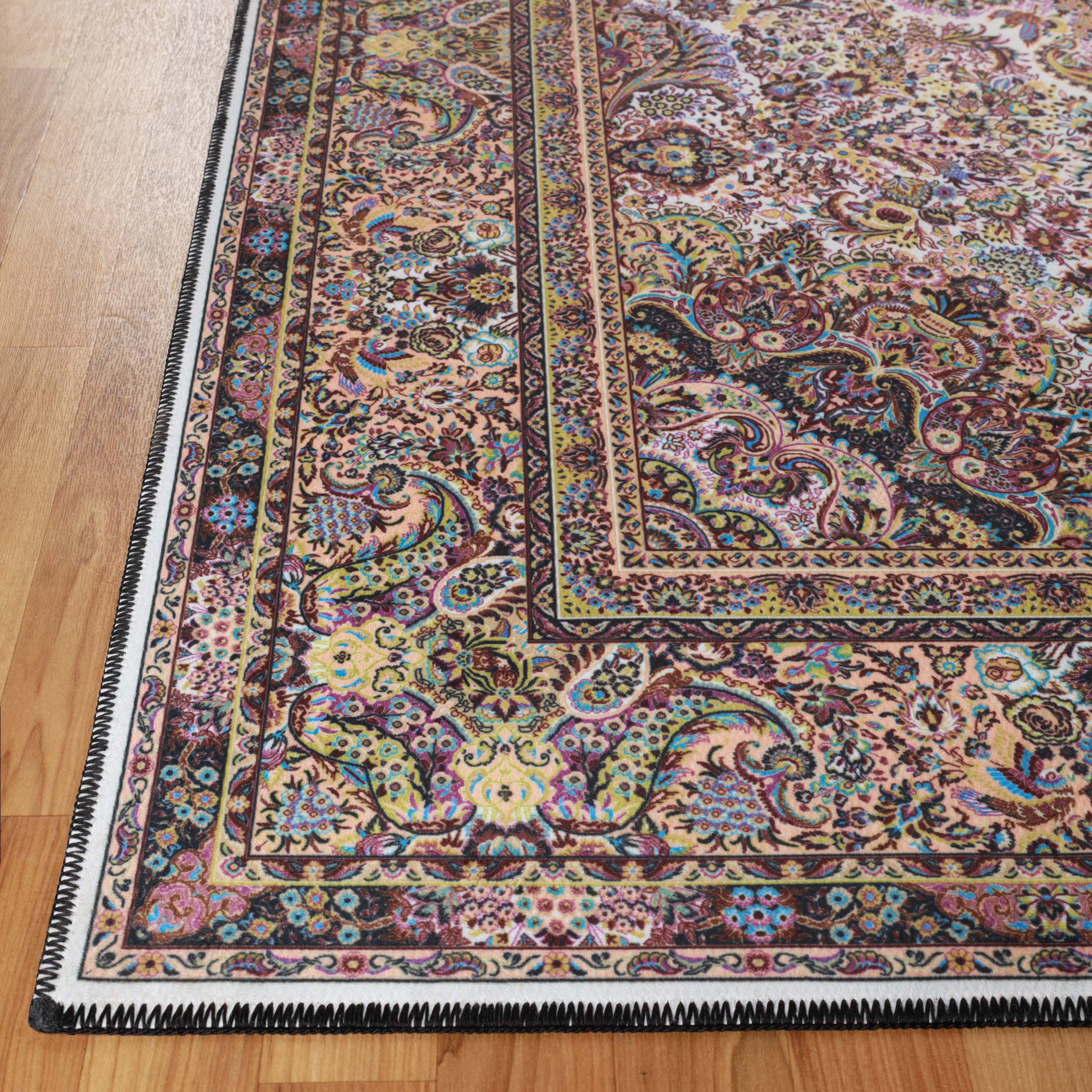Flamingo Medallion Machine Washable Indoor Area Rug - Non-Slip Soft Living Room Carpet Runner for Bedroom, Hallway & Entryway Decor