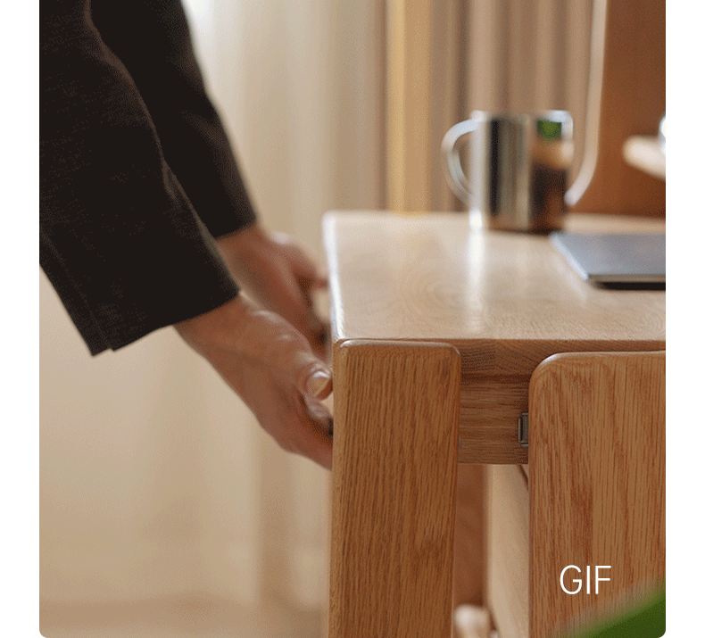 Solid Oak Wood Modern Retractable Desk with Integrated Bookcase - Home Office, Study Room, and Workspace Solution