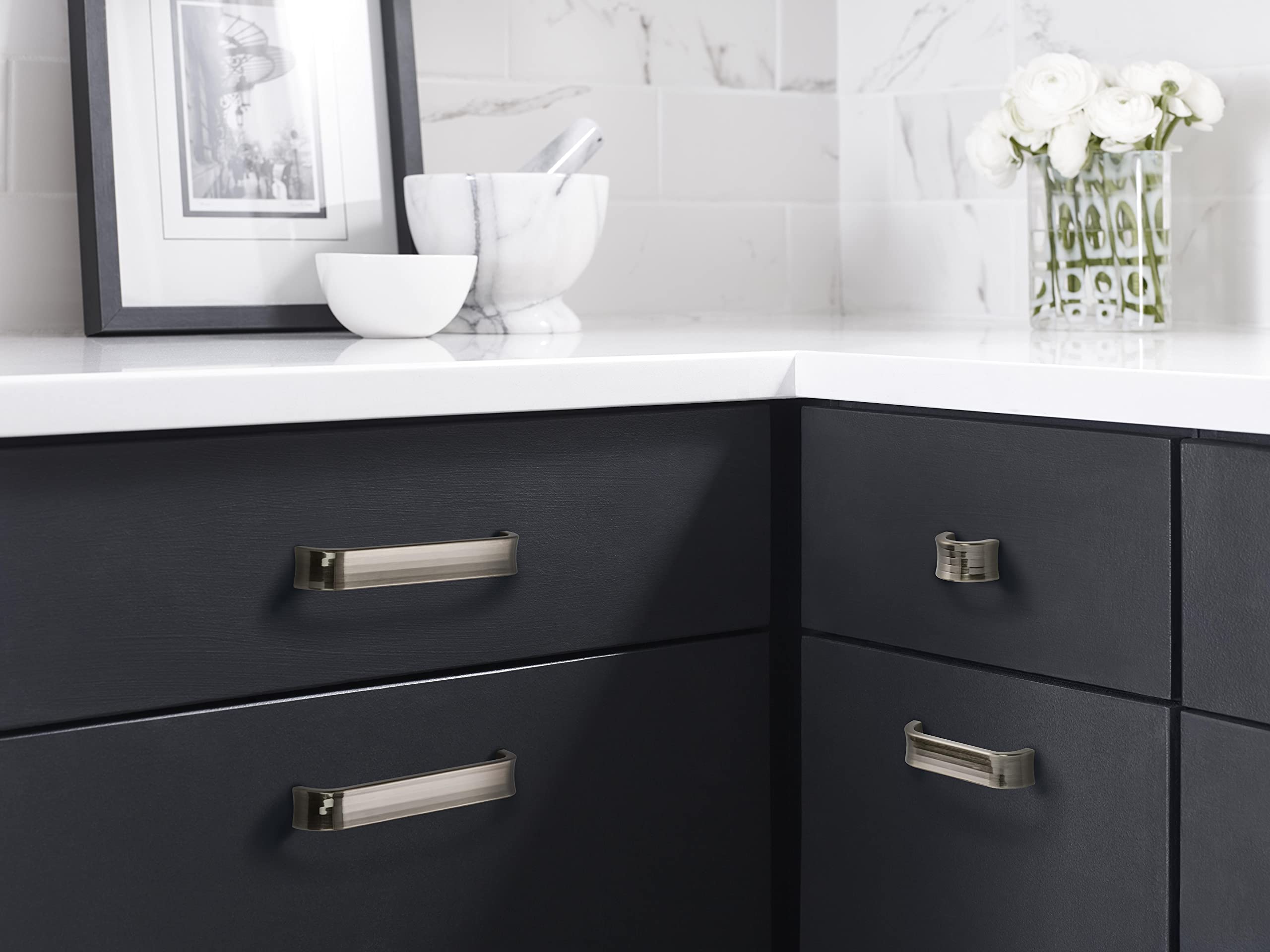 Amerock 3-3/4 Inch (96mm) Center to Center Gunmetal Cabinet Pulls - 1 Pack Concentric Drawer Handles & Cabinet Hardware for Kitchen, Bathroom & Furniture Upgrade