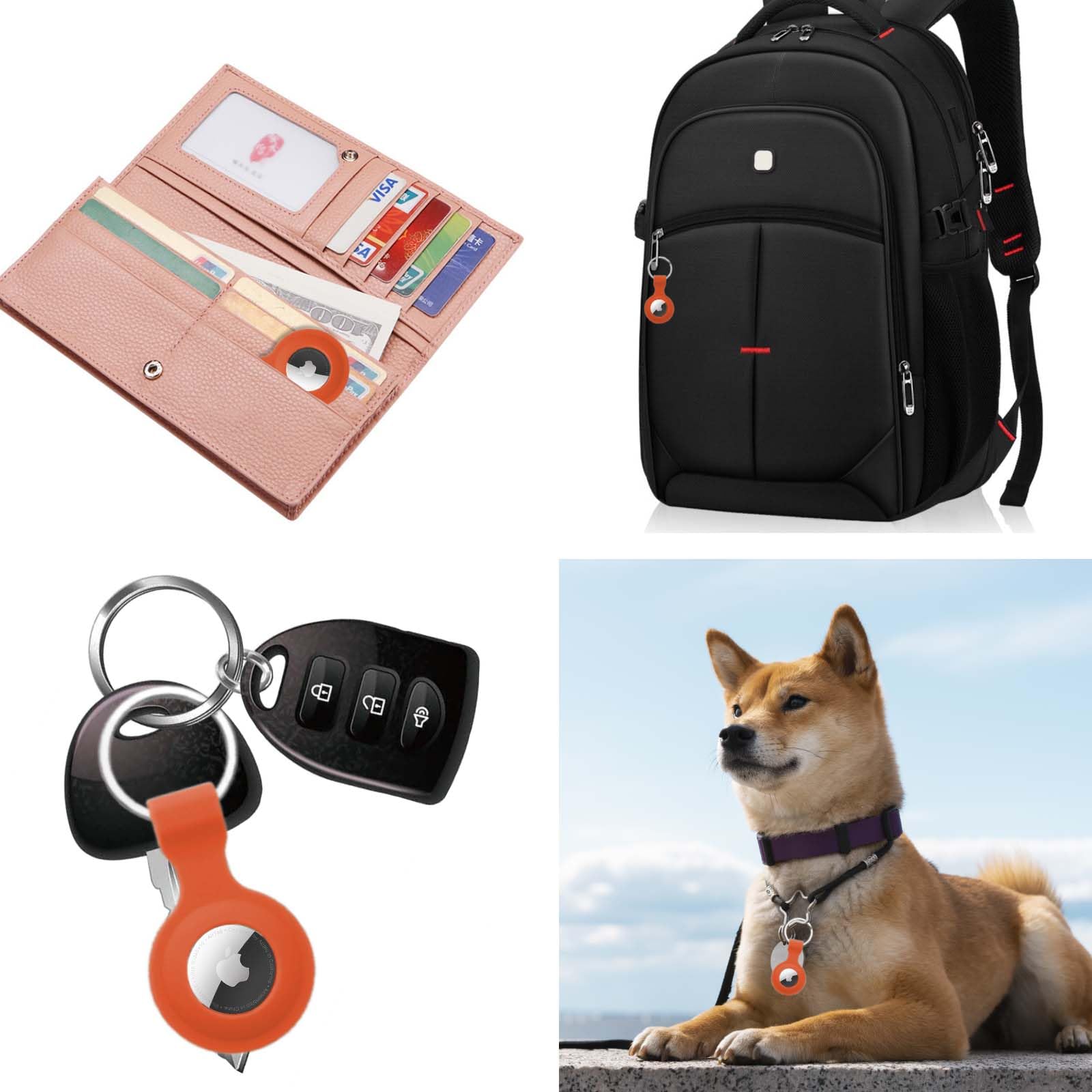 Premium Silicone AirTag Case with Anti-Lost Keychain - Compatible with Apple AirTag 2021 (4 Pack) - Durable Protective Cover for Keys, Luggage & Pets Tracking - Perfect for Travel, Home & Office Security