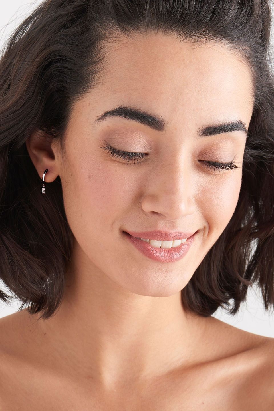 Glow Getter Silver Huggie Hoop Earrings with EOL Crystal Drop - Elegant Everyday Jewelry for Women, Perfect for Parties, Weddings & Office Wear