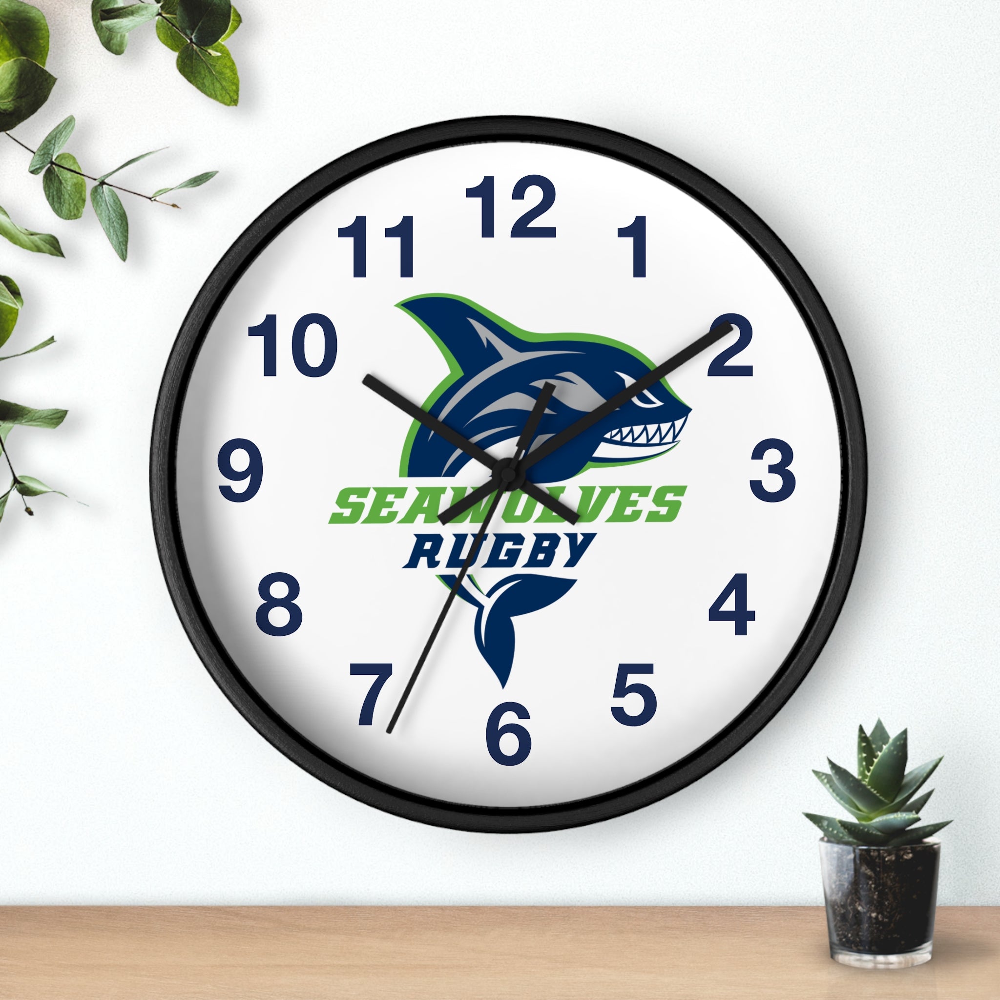 Seawolves Wall Clock - Silent Non-Ticking Battery Operated Round Clock for Home, Office, or Dorm Decor - Perfect for Sports Fans and Coastal Theme Rooms