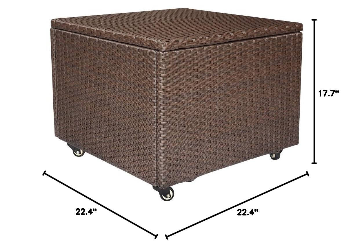 ATR ART TO REAL Outdoor Patio Wicker Storage Deck Box - Rust-Resistant Aluminum Frame & Durable Resin Rattan - Perfect for Garden, Poolside, and Backyard Organization