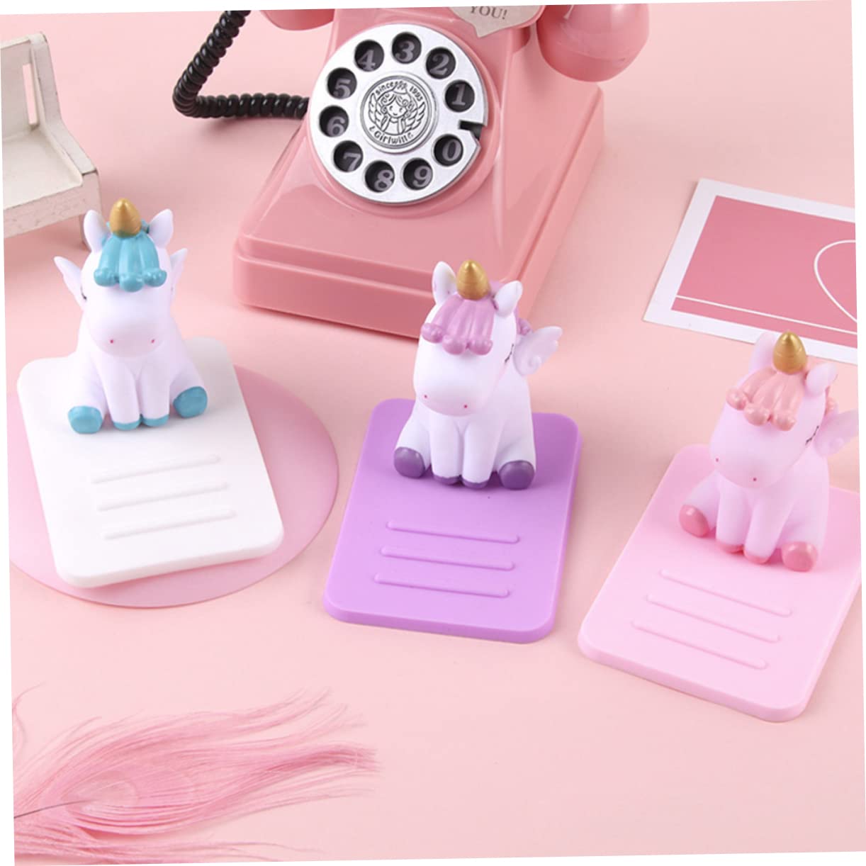 Mikikit 2 Pack Silicone Cartoon Unicorn Phone Stand & Tablet Holder - Universal Multi-Angle Adjustable Car & Desk Mount for iPhone, iPad, Samsung - Perfect for Watching Videos, Gaming & Video Calls