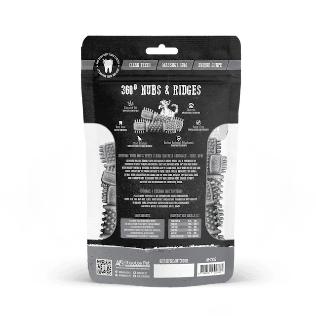 Absolute Holistic Petite Dental Dog Chews with Charcoal - Natural Teeth Cleaning Treats for Small Dogs - Perfect for Daily Oral Care & Fresh Breath