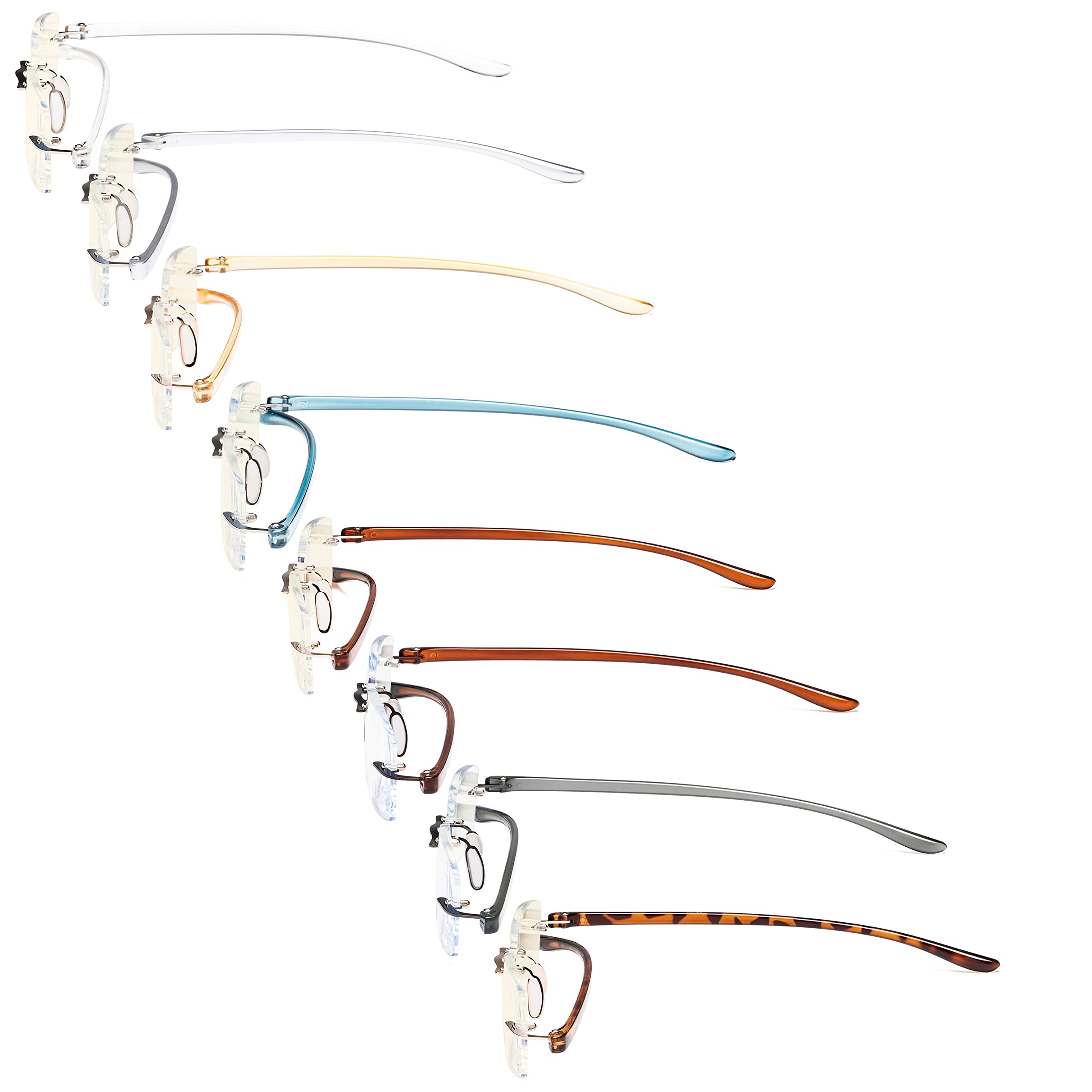 Eyekepper 8 Pack Blue Light Blocking Glasses - Anti Eye Strain, UV Protection, Rimless Computer & Reading Glasses +1.75 for Men & Women - Perfect for Office Work, Gaming, and Screen Time