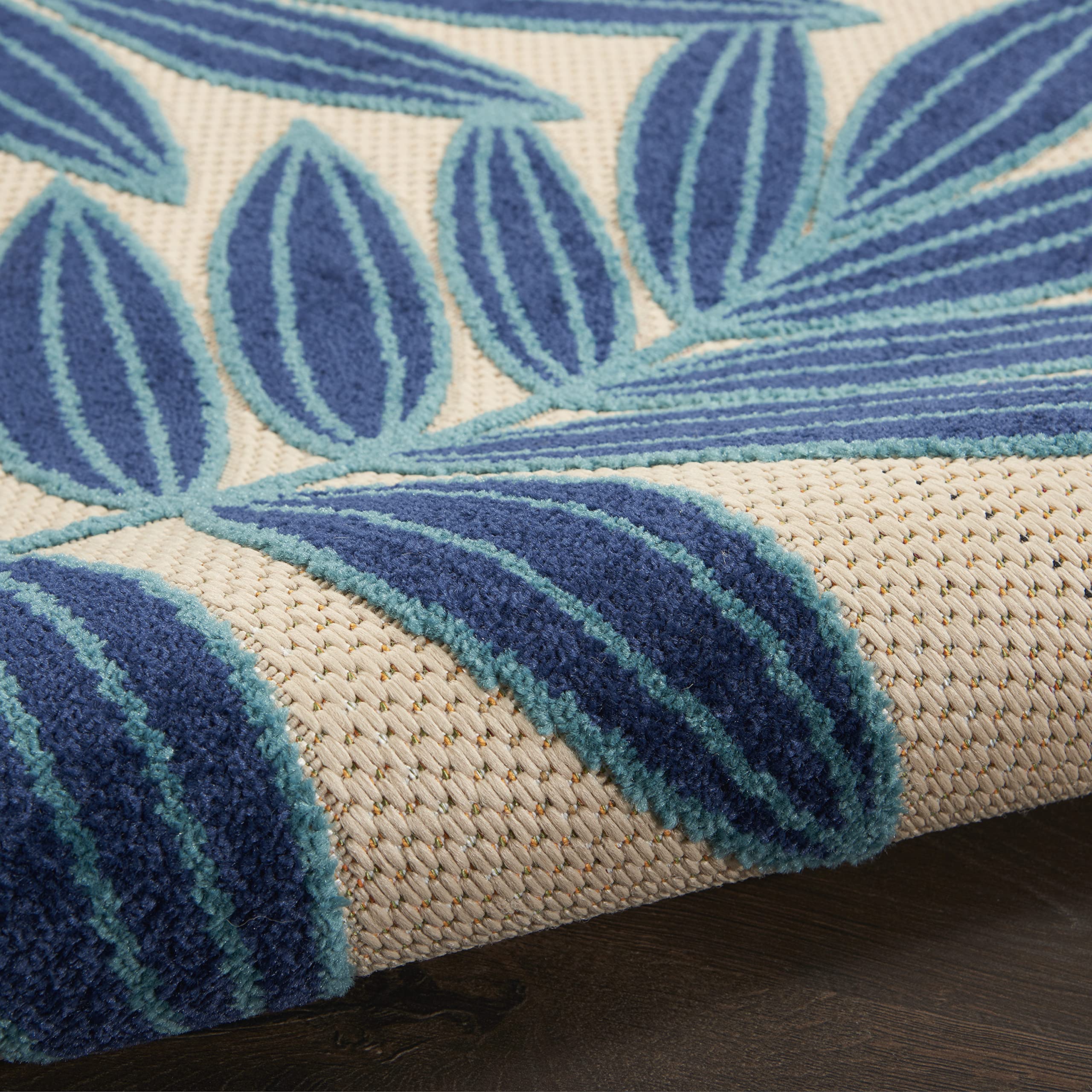 Nourison Aloha Indoor/Outdoor Navy 6' x 9' Area Rug - Easy to Clean, Non-Shedding, Stain Resistant - Perfect for Bedroom, Living Room, Dining Room, Backyard, Deck & Patio (6x9) - Ideal for Coastal Decor, Poolside Lounging and Outdoor Entertaining