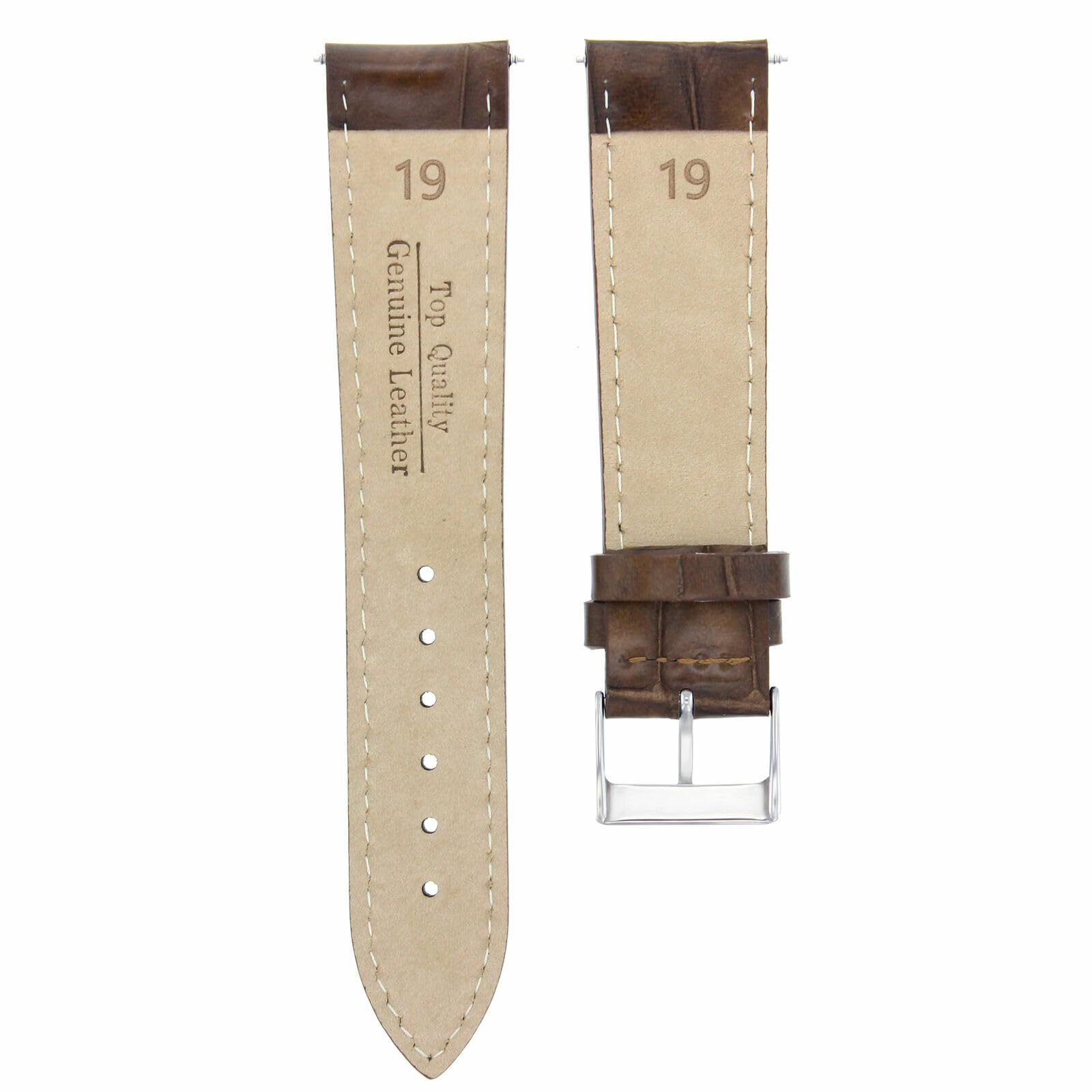 19mm Leather Watch Band for Tissot PRC200 - Light Brown - Daily Wear & Style