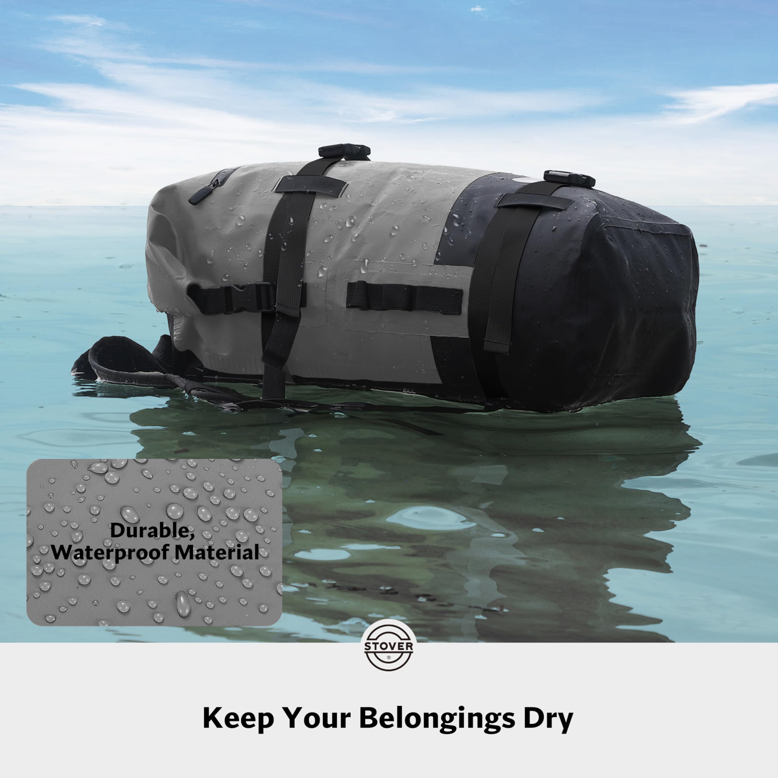 STOVER 5L/10L/25L/30L/40L/55L Waterproof Dry Backpack - Floating Dry Bag for Kayaking, Boating, Hiking, Camping, Beach & Outdoor Activities - Heavy Duty Roll Top Design for Men & Women (Grey) - Perfect for Water Sports, Travel & Adventure Gear Storage