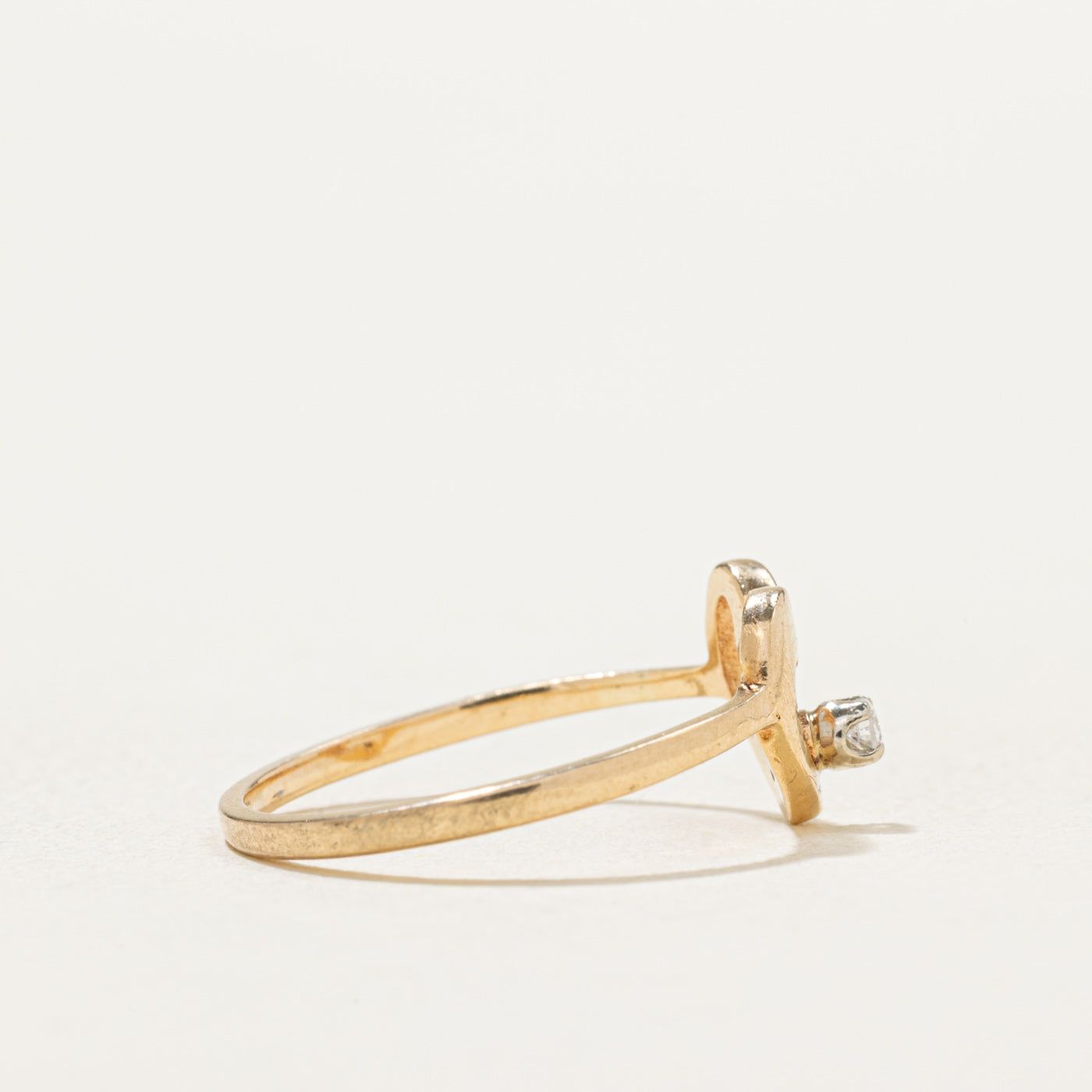 14K Gold Diamond Open Heart Ring - 0.03ct Natural Diamond Engagement Ring for Women, Size 4.75 - Perfect for Valentine's Day Gift, Anniversary Present or Everyday Elegant Jewelry