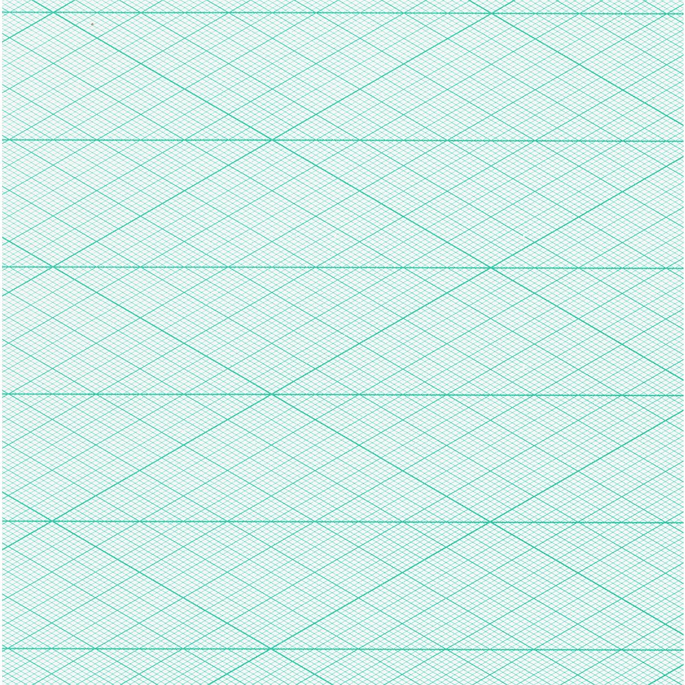 SAKAE 30 Degree Graph Paper - 1mm Grid, A4 Size, 25 Sheets, Green - Perfect for Engineering, Architecture & Technical Drawing Projects