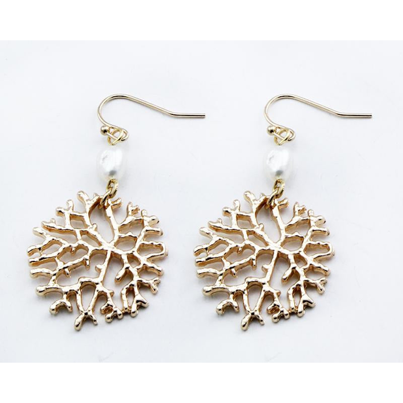 Elegant Gold Coral Earrings for Women - Perfect for Beach Weddings, Summer Parties & Boho Fashion