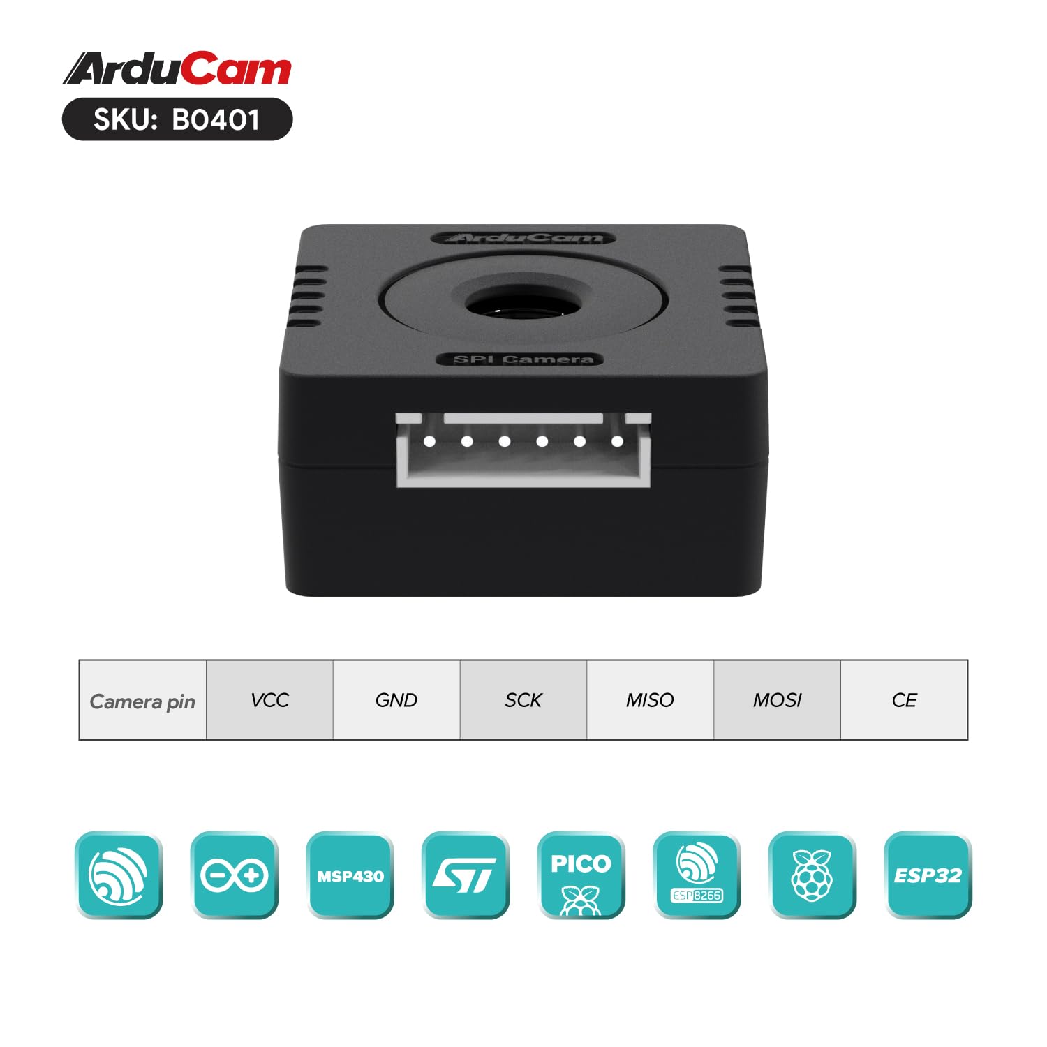 Arducam 5MP Autofocus SPI Camera Module for Arduino - 68.75° Wide Angle Lens with ABS Case | Low Power Consumption | Compatible with Raspberry Pi Pico, STM32, ESP32, Renesas | Ideal for DIY Electronics, Robotics, and IoT Projects