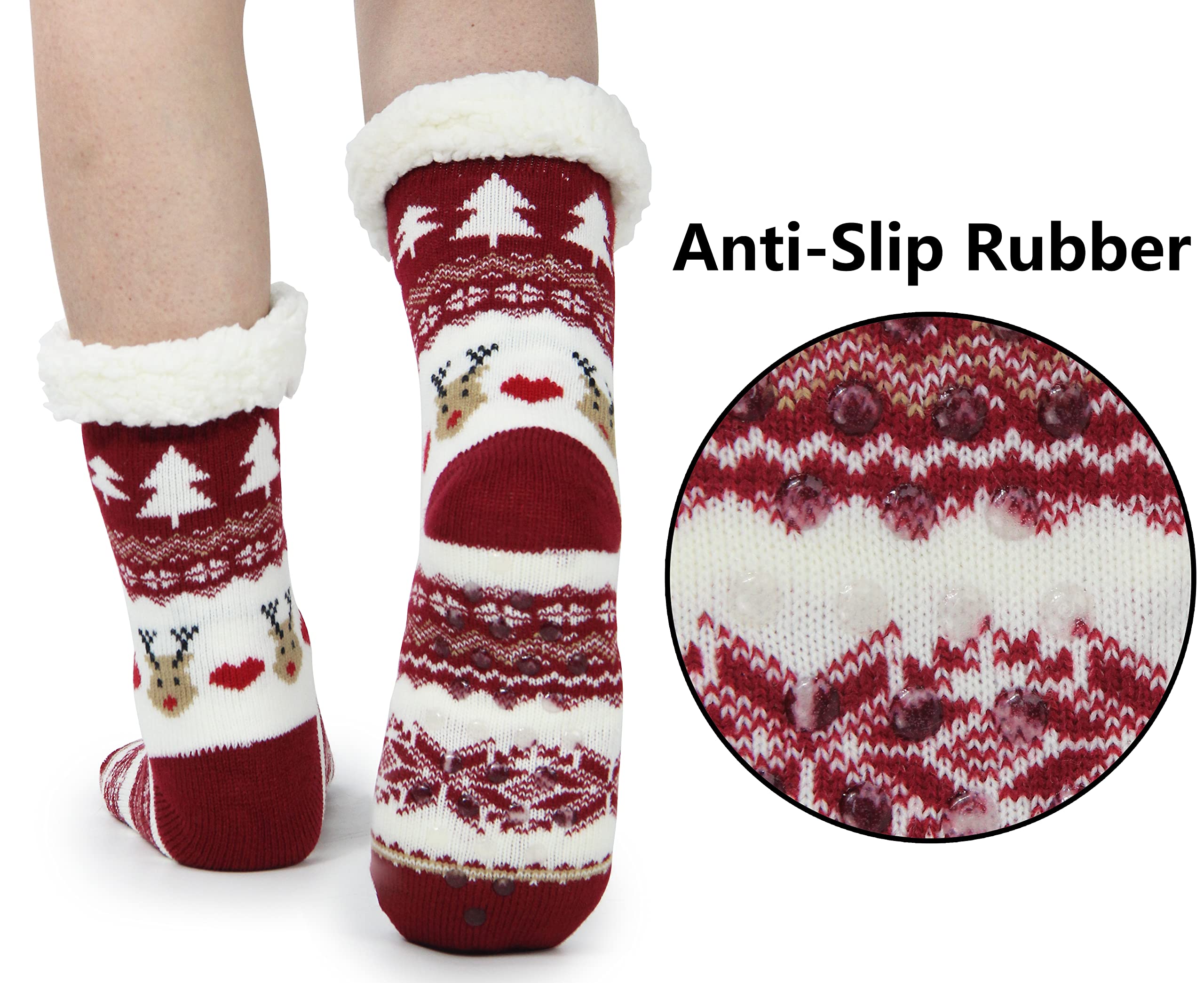 BenSorts Women's Non-Slip Winter Slipper Socks - Warm Fuzzy Gripper Socks for Indoor/Outdoor Use - Perfect Christmas Gifts for Her, Cozy Home & Office Wear