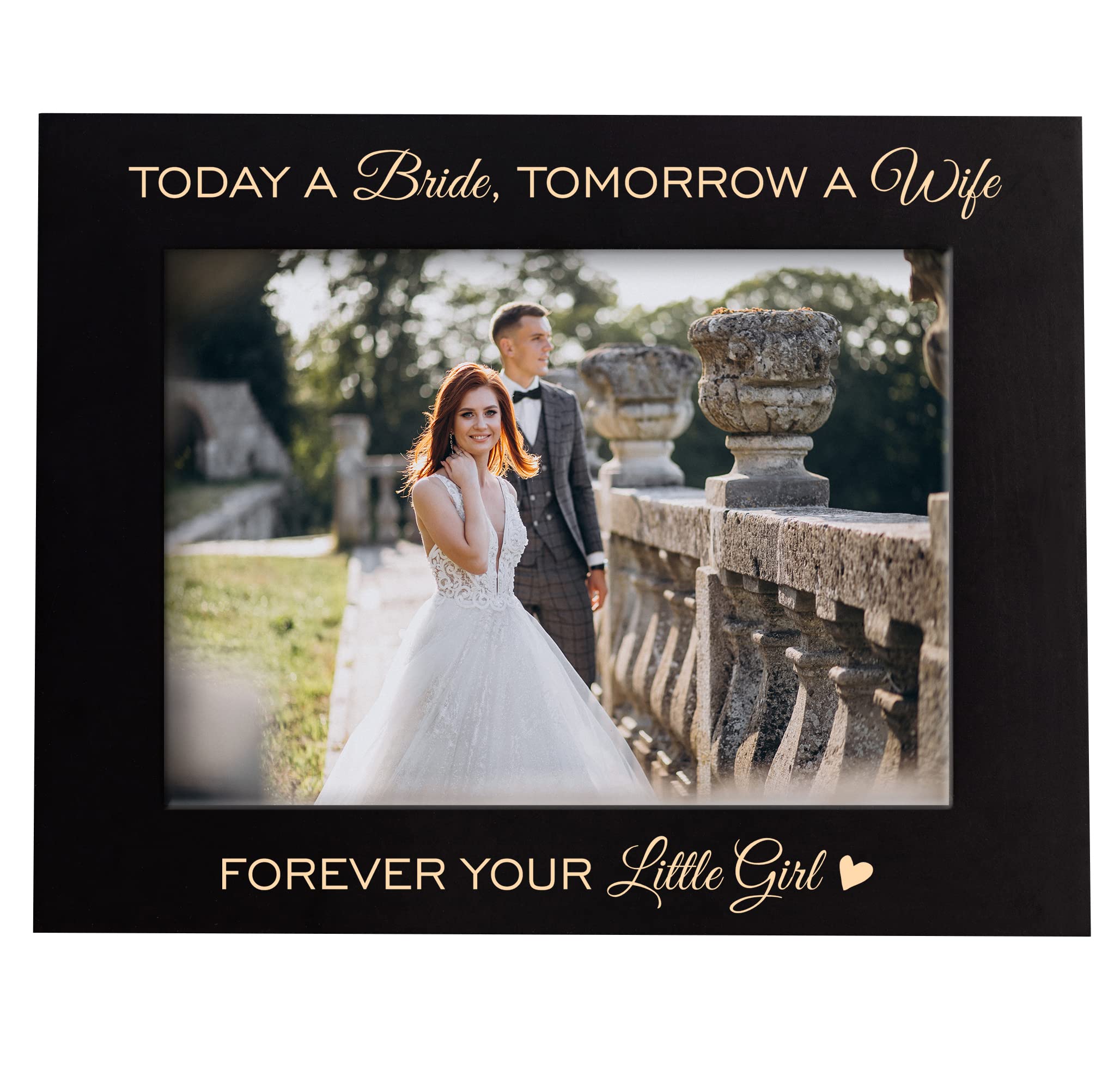 XJF Engraved Picture Frame - 'Today a Bride, Tomorrow a Wife, Forever Your Little Girl' - Perfect Mother of the Bride Gift from Daughter, Wedding Keepsake for Parents - Ideal for Wedding Day, Anniversary & Family Home Decor