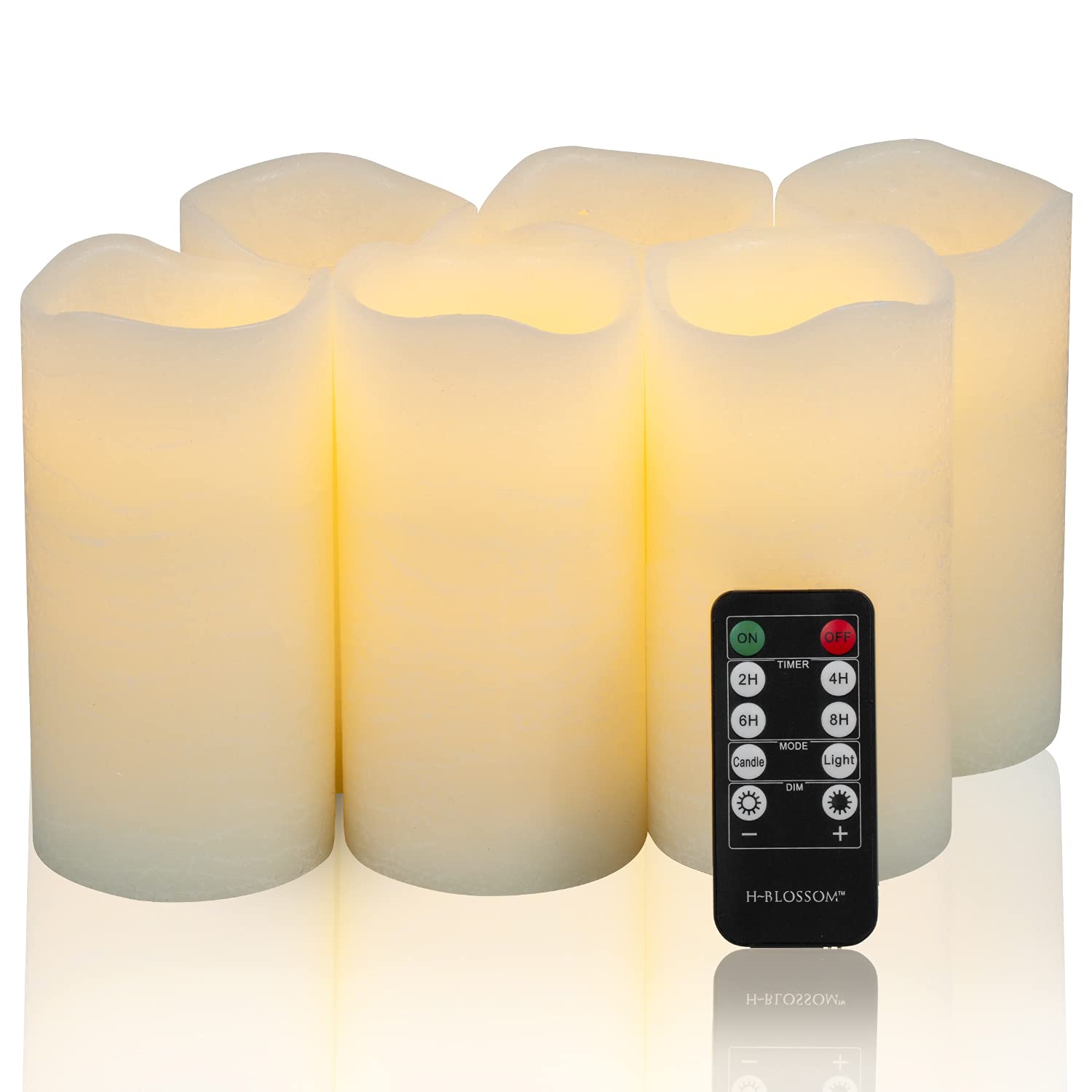 Premium Flameless LED Candles Set of 6 - Real Wax Battery Operated Pillar Candles with 10-Key Remote & 24H Timer (3x6 Inch) - Perfect for Home Decor, Weddings, and Relaxing Ambiance