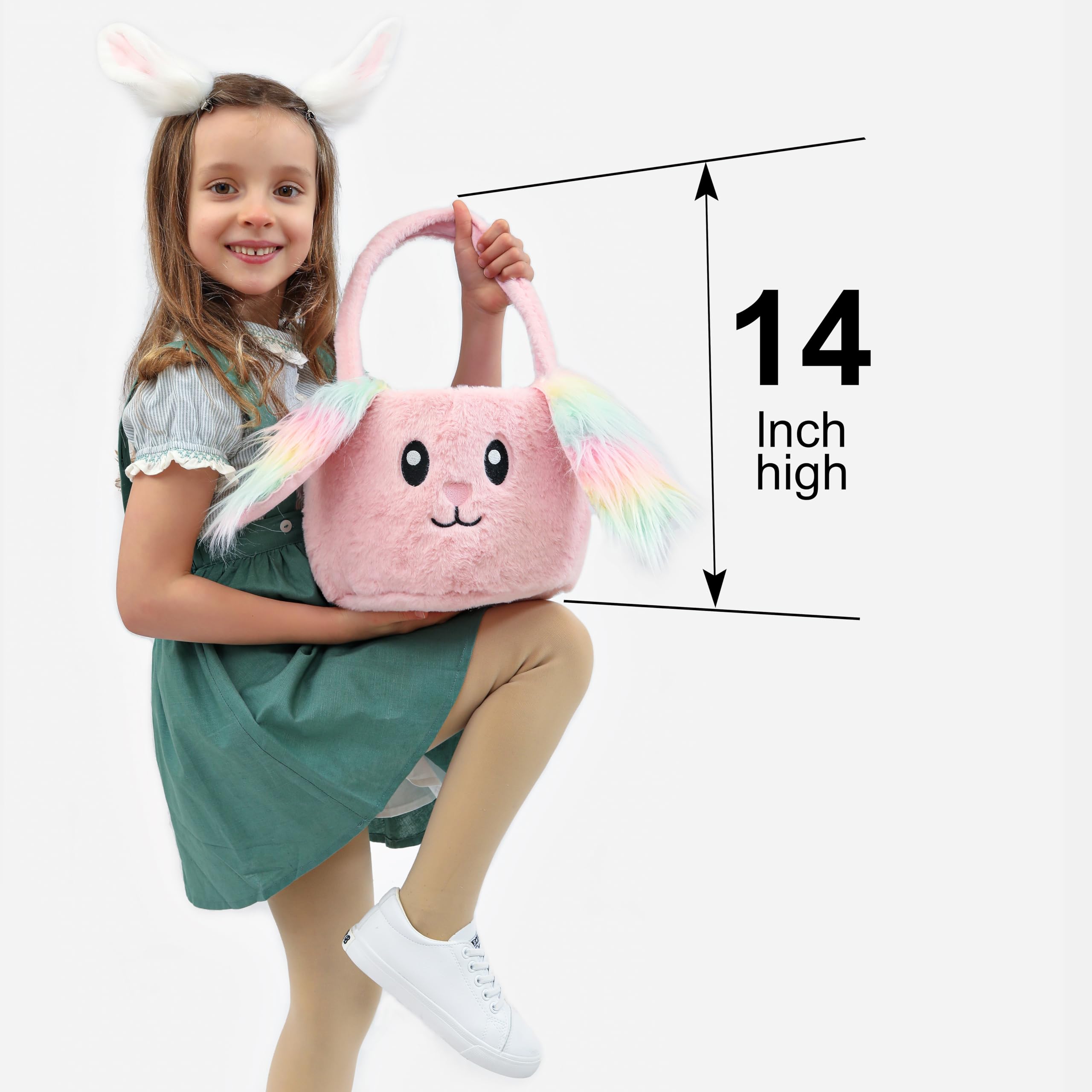 Easter Basket Bags for Kids - Bunny Tote Bag with Easter Eggs, Toys & Candy - Perfect for Easter Gifts, Egg Hunts & Party Favors