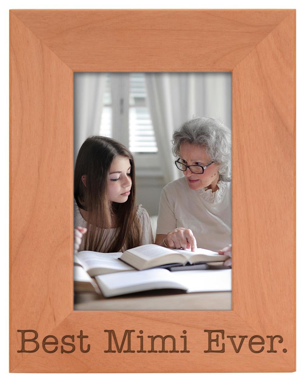 Best Mimi Ever Natural Wood Engraved 4x6 Portrait Picture Frame - Unique Birthday Gift for Grandma | Perfect for Home Decor, Mother's Day & Family Keepsakes