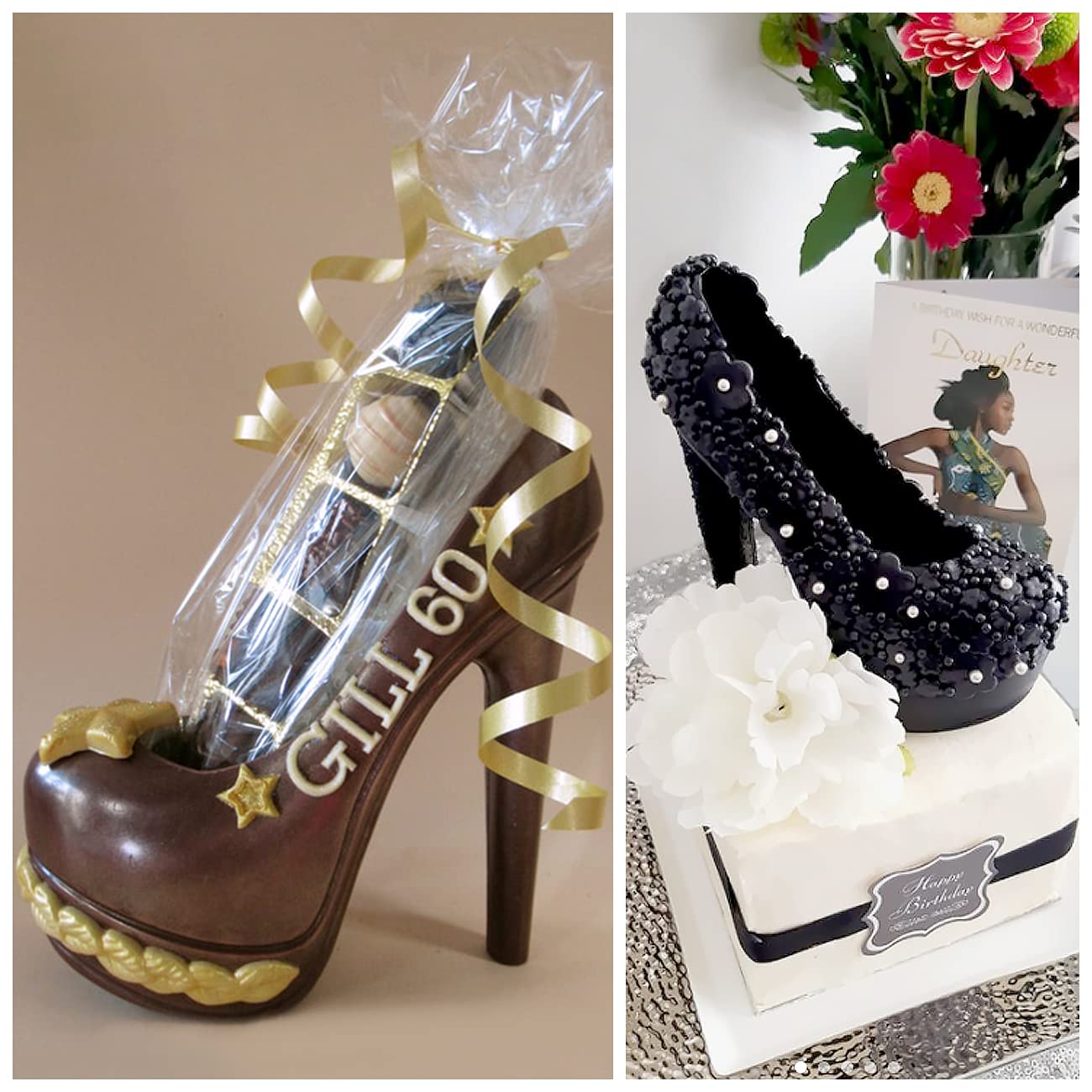 Sakolla 3D High Heel Shoe Chocolate Molds - Large Thick-Soled Stiletto Candy Molds with 4 Clips for Cake Decorating | Perfect for Wedding, Birthday Party Baking & Pastry Making | DIY Dessert Tools for Special Occasions