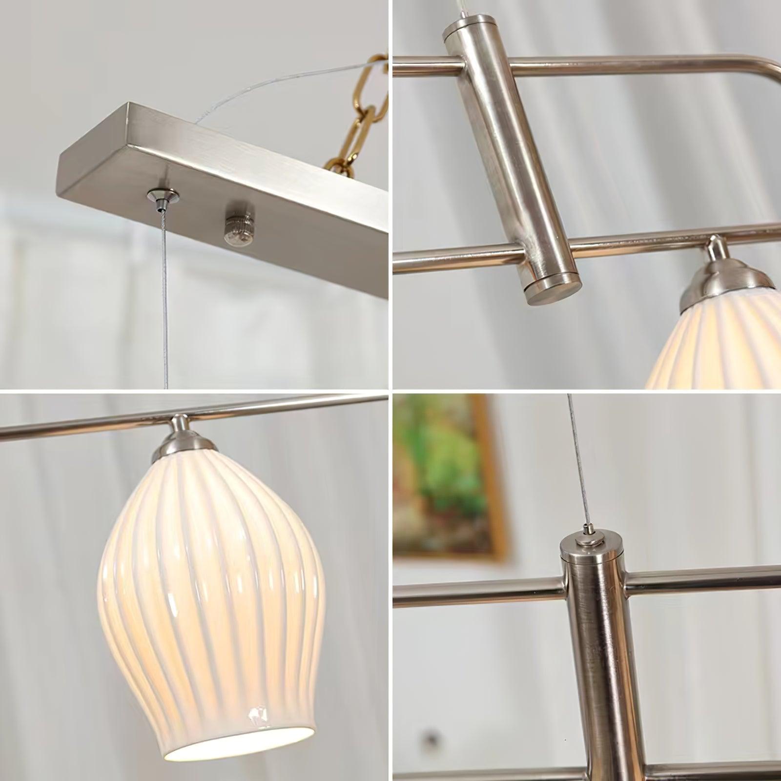 Modern Fin Pendant Light - Adjustable Hanging Ceiling Lamp for Kitchen Island, Dining Room & Bedroom | Industrial Style Lighting Fixture with Vintage Edison Bulbs