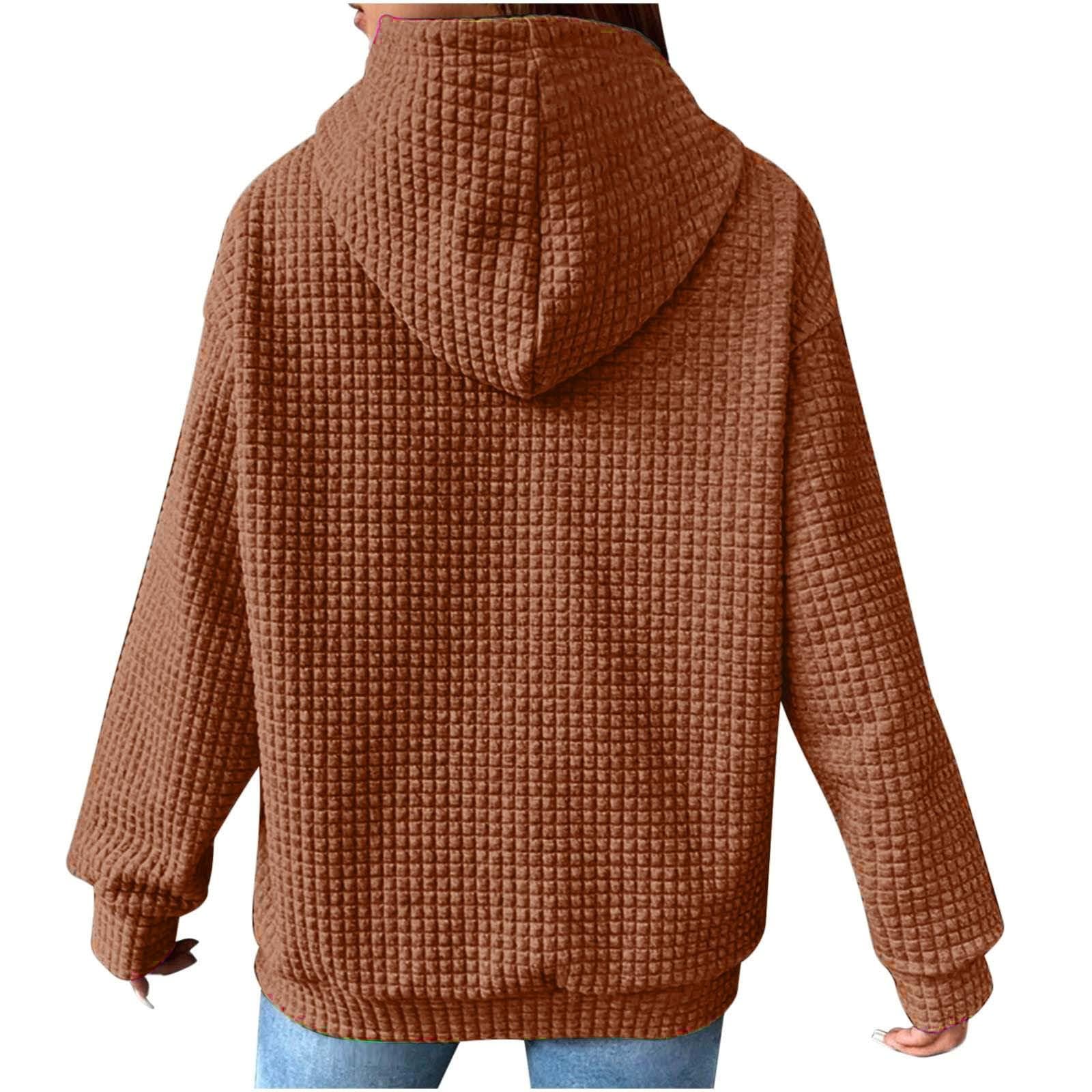 SHAOBGE Women's Solid Color Waffle Hoodie - Casual Pullover Sweatshirt for Fall 2023 | Cozy Fashion Top for Everyday Wear, Lounging & Outdoor Activities
