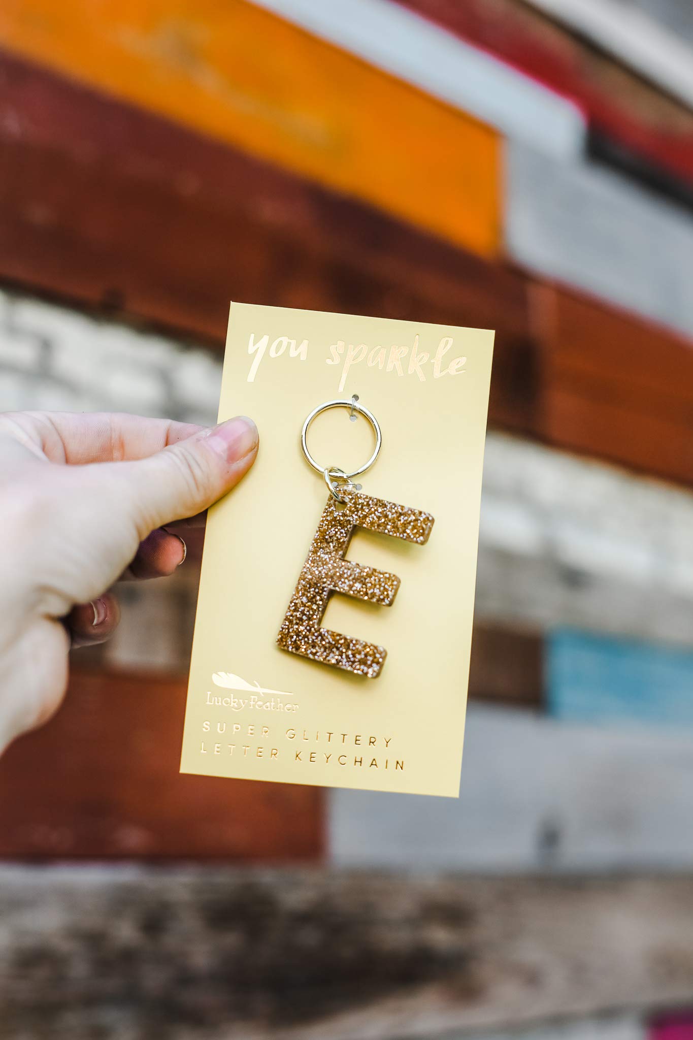 Lucky Feather Initial Keychain - Personalized Gold Glitter Keychain for Women, Girls | Custom Letter Keychain for Purse, Backpack, Gift | Elegant Key Ring for Everyday Use & Special Occasions