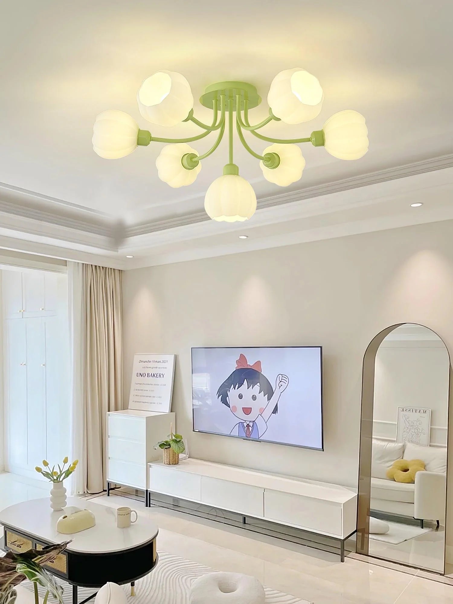 Pumpkin Matcha Ceiling Light - Modern LED Hanging Fixture for Bedroom, Living Room & Kitchen | Dimmable Soft Lighting for Cozy Home Decor