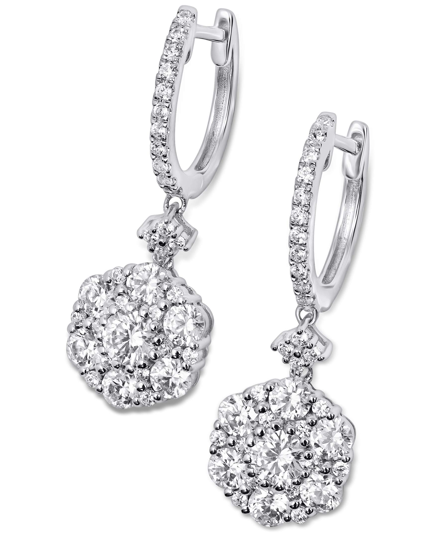 925 Sterling Silver Cubic Zirconia Flower Dangle Earrings for Women - Elegant Floral Drop Earrings for Party, Wedding & Everyday Wear