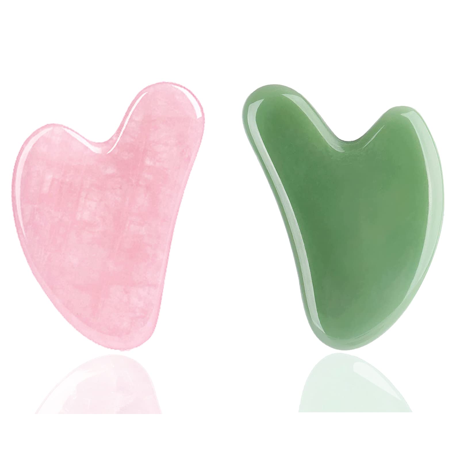 2 Pack Gua Sha Massage Tools - Pink & Green Facial and Body Scraping Stones for Acupressure Therapy, Muscle Relaxation, Fine Lines & Wrinkle Prevention | Perfect for Self-Care, Spa Days & Holistic Skincare Routines