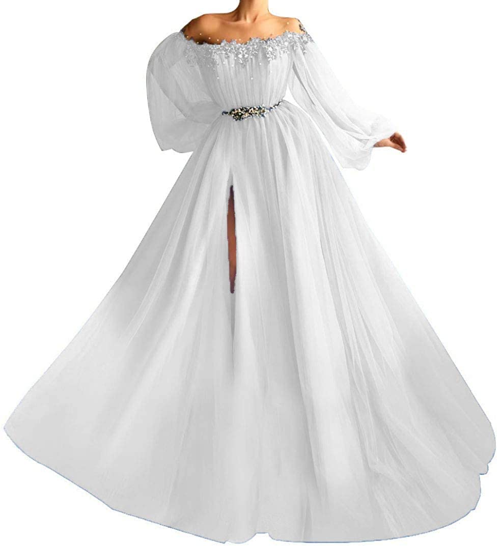 Elegant Long Prom Dress with Puffy Sleeves - Formal Evening Gown for Women | Perfect for Homecoming, Ball, Wedding & Special Occasions