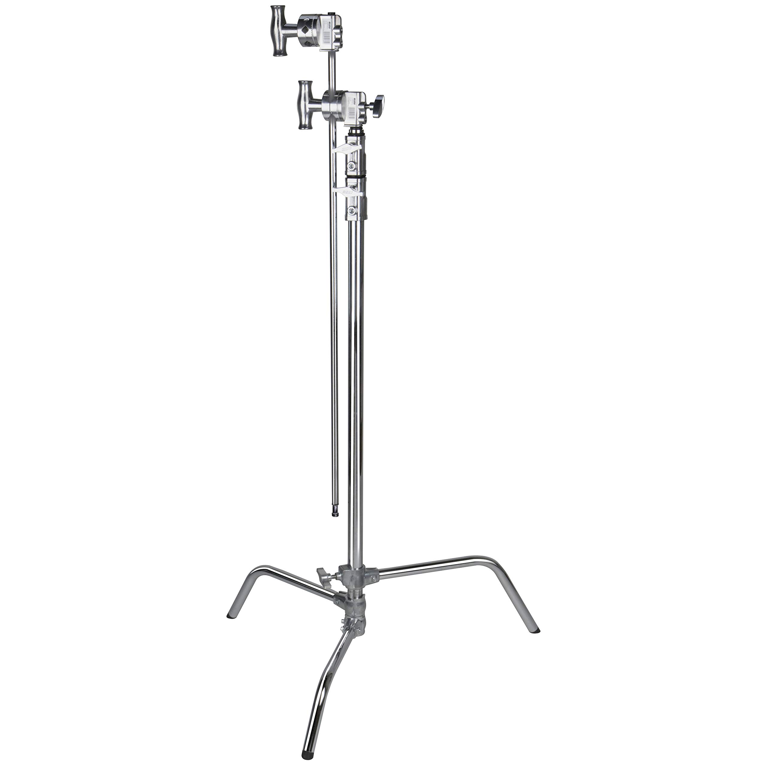 KUPO 40 Inch Professional C-Stand with Sliding Leg Kit & Quick Release System - Heavy Duty Photography Stand with 2.5 Inch Grip Head & 40 Inch Grip Arm (Hex Stud) - Silver (KS707612) - Perfect for Studio Lighting, Video Production & Photography Equipment Support