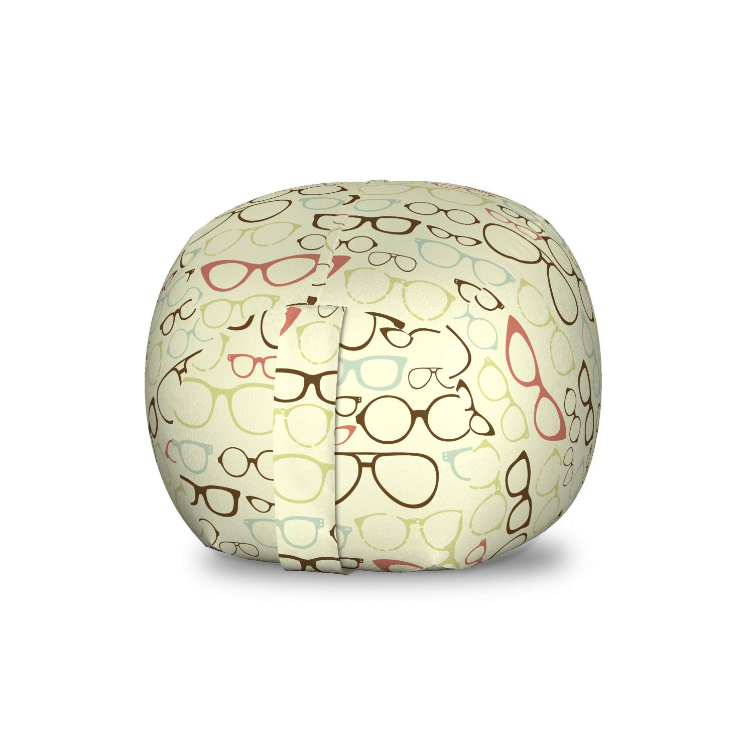 Ambesonne Sunglasses Storage Toy Bag Chair - Washable Stuffed Animal Organizer for Kids Room, Cream & Multicolor - Perfect for Organizing Sunglasses, Toys, and Small Accessories in Bedroom or Playroom