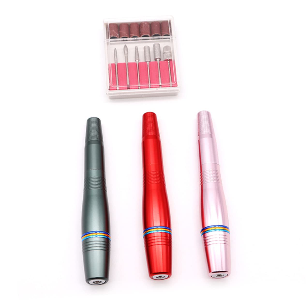 Lurrose Professional Electric Nail Drill Kit - USB Powered Manicure & Pedicure Tool with Grinding, Polishing & Sanding Tips for Acrylic Nails (Pink) | Portable Nail Care Machine for Home & Salon Use