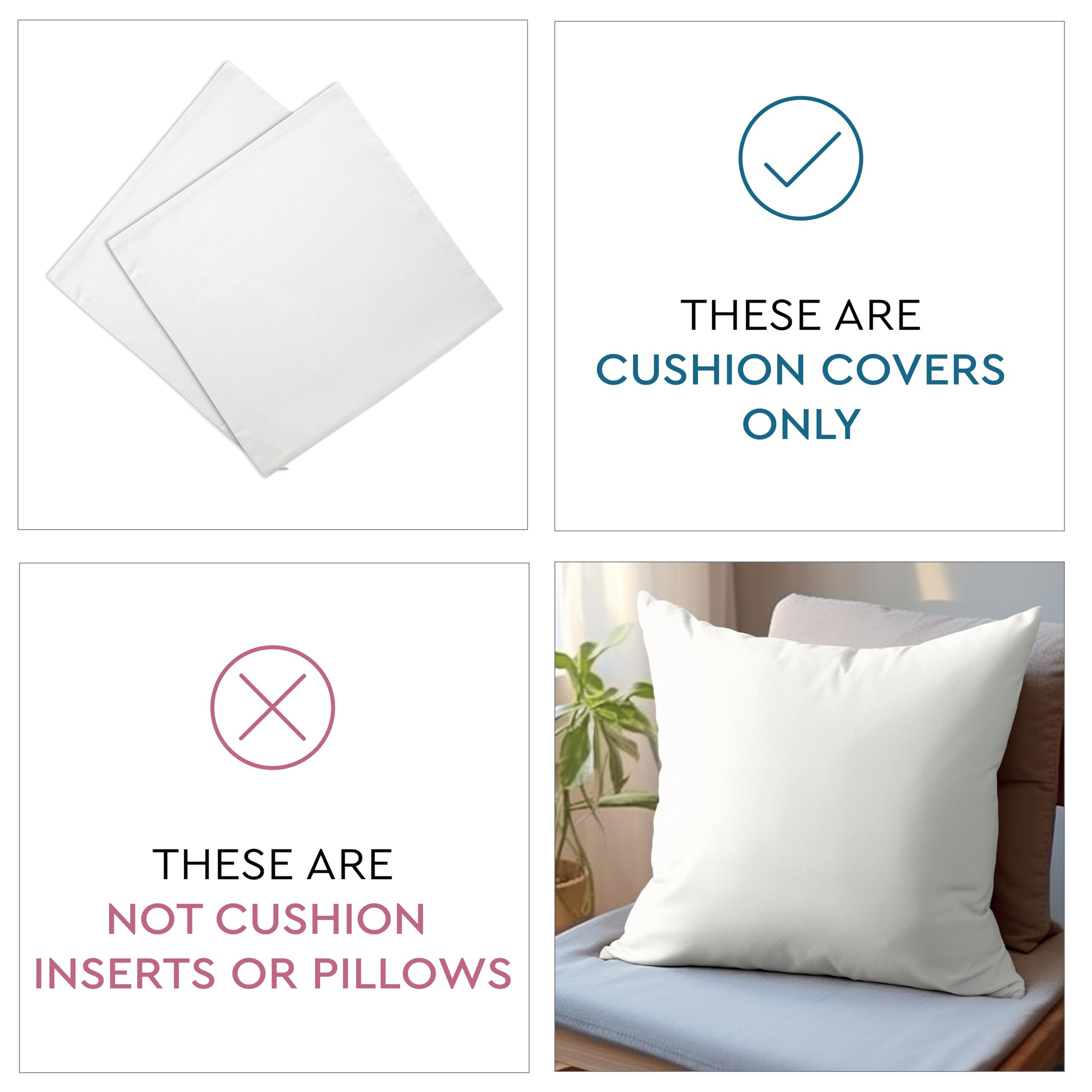 Encasa XO 24x24 Inch Throw Pillow Covers Set of 2 - Brick Red Cotton Decorative Cushion Covers with Hidden Zipper Closure for Sofa, Bed, Living Room - Perfect for Home Decor, Cozy Reading Nook & Accent Pillows