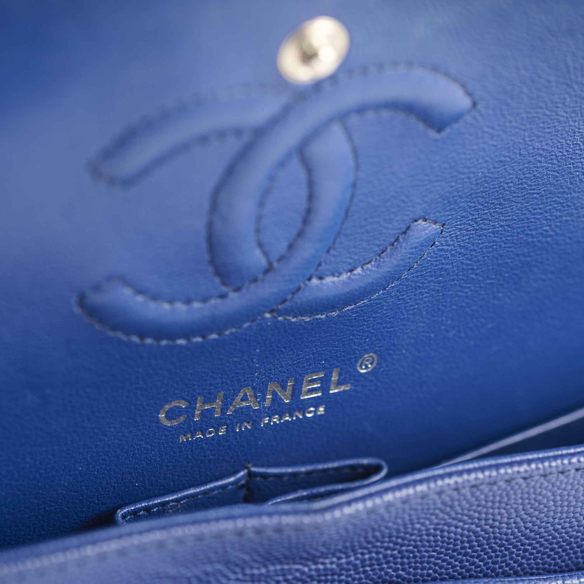 Chanel Caviar Leather Chevron Small Classic Flap Bag Blue 25cm - Luxury Designer Handbag for Women, Perfect for Evening Events & Special Occasions