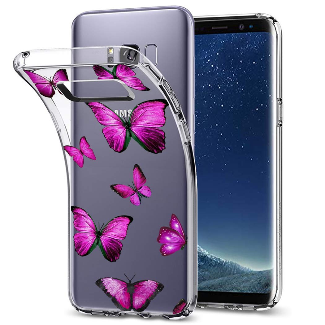 Cute Clear Slim Shockproof TPU Rubber Phone Case for Samsung Galaxy S8 - Butterfly Pattern Protective Cover for Women & Girls | Perfect for Everyday Use, Work & Travel
