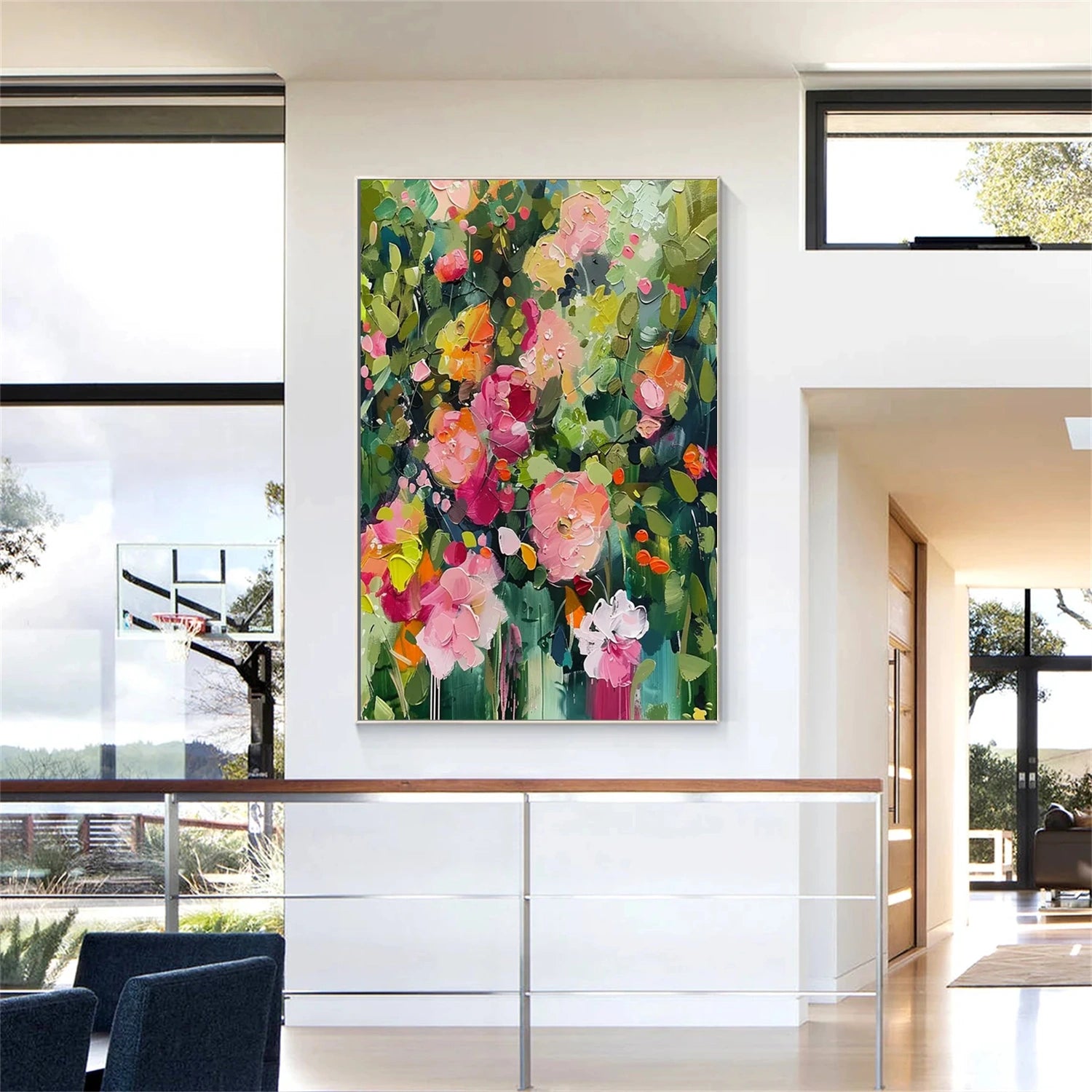 Flower and Tree Painting #FT184 - Handmade Canvas Wall Art for Home Decor, Living Room, Bedroom & Office