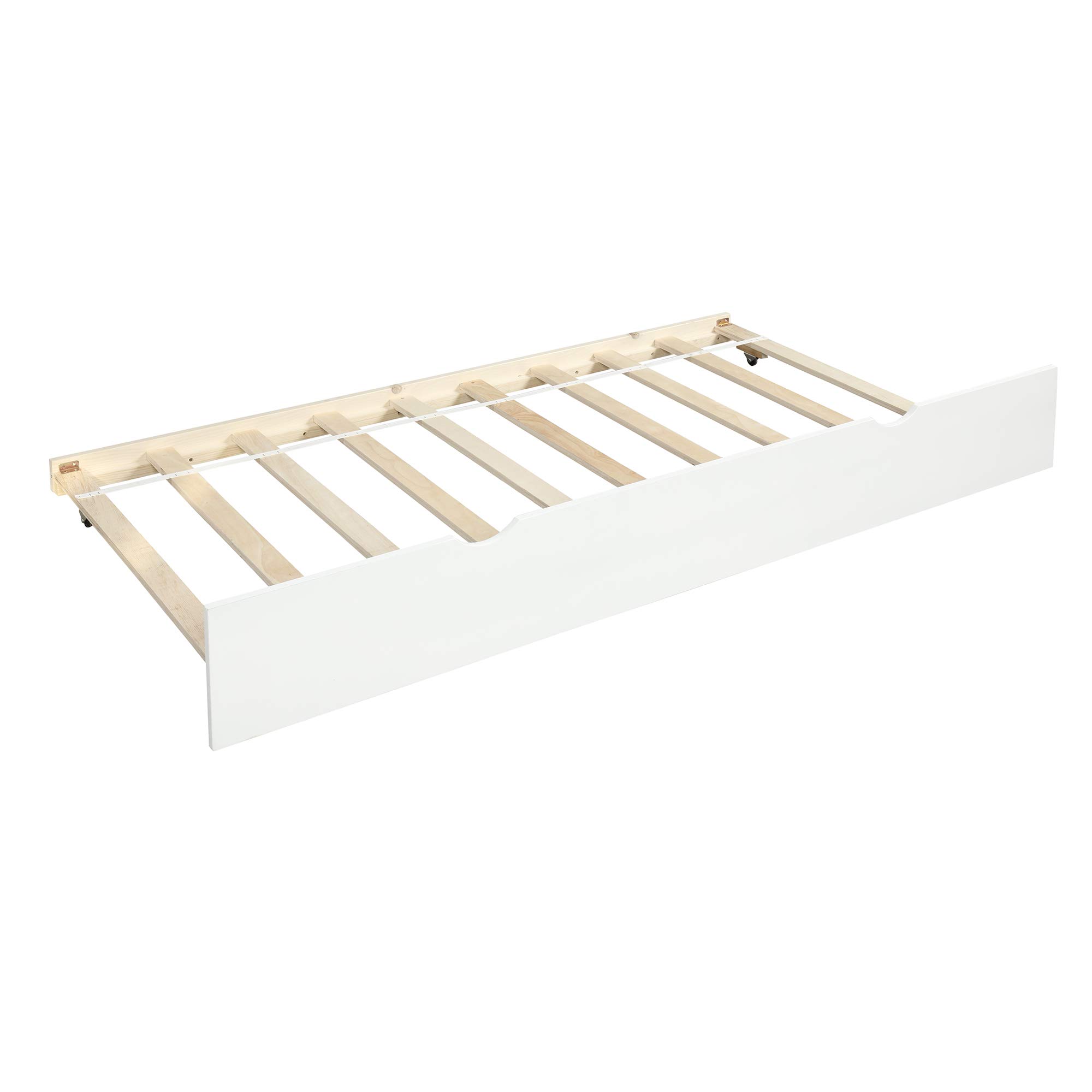 Modern Solid Wood Twin Size Daybed with Pull Out Trundle - White Wooden Sofa Bed Frame for Guest Room, Kids Room & Small Spaces - Sturdy Daybed with Storage & Convertible Design