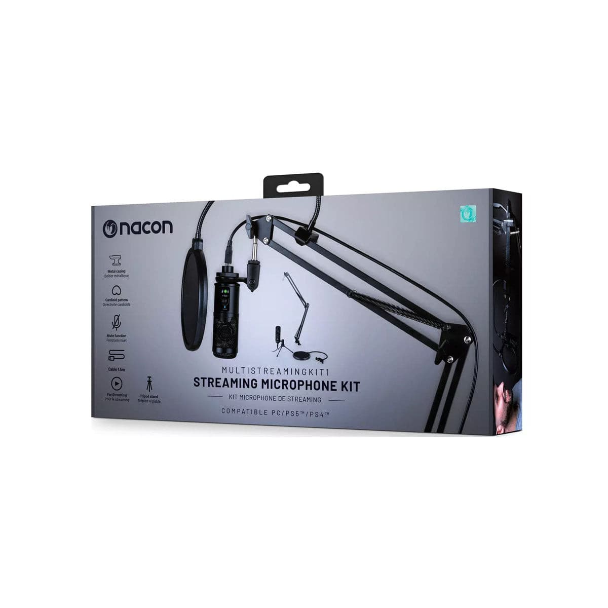 Nacon Stream Mic Kit for PS4, PS5 & PC - Professional USB Condenser Microphone for Gaming, Streaming & Podcasting