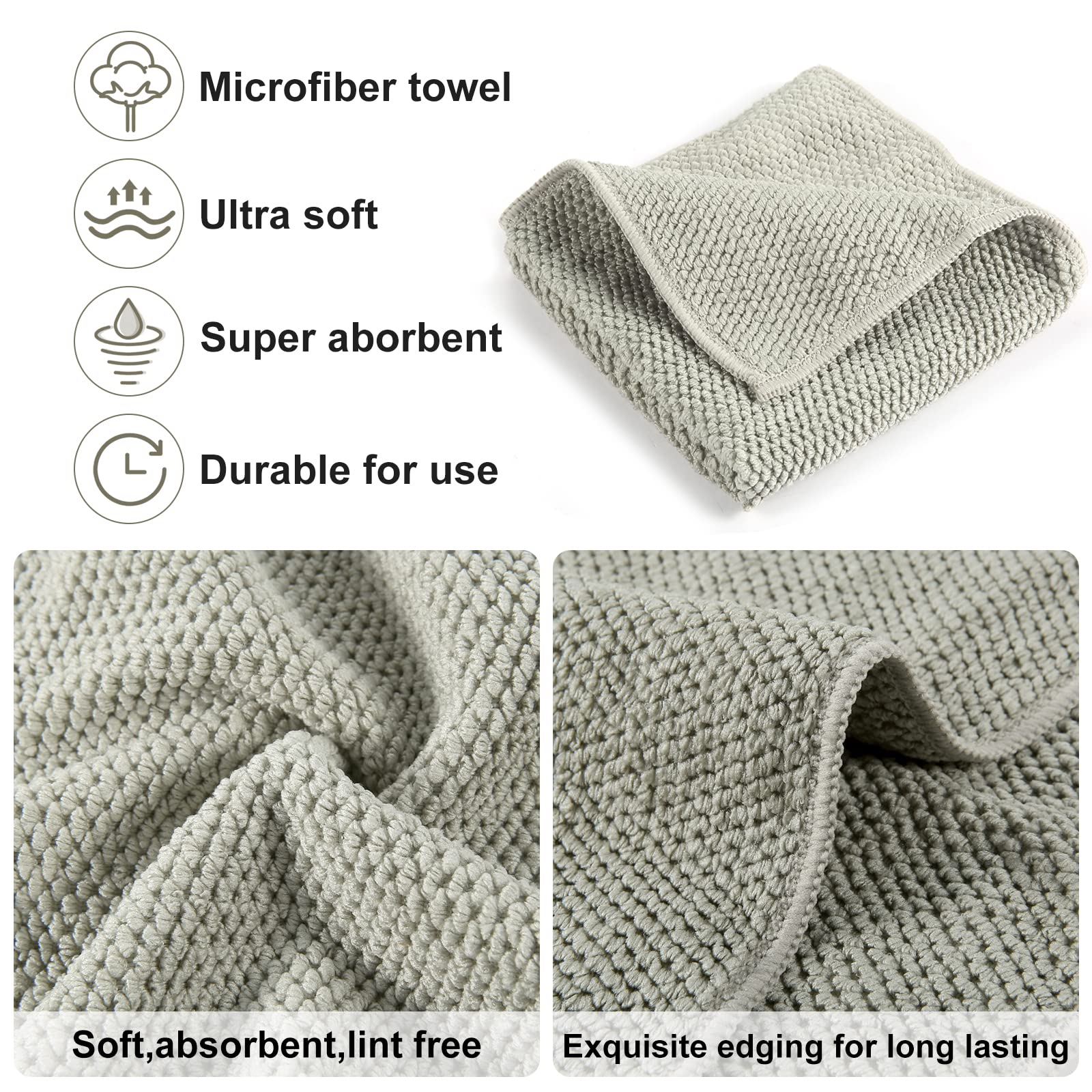 Premium Microfiber Dish Cloths for Kitchen Cleaning - Ultra Absorbent & Reusable Dish Towels Set | Glass & Household Cleaning Cloths | Extra Soft Cleaning Wipes for Dishes, Countertops & Windows (12-Pack) - Ideal for Daily Kitchen Cleaning & Household Chores