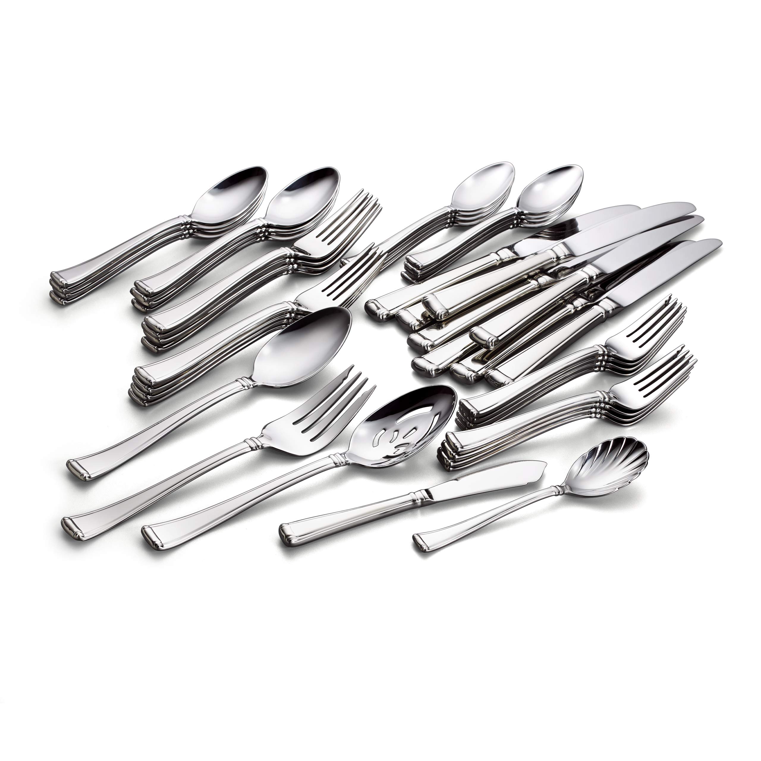 Gorham Column 45-Piece Stainless Steel Flatware Set - 6.70 LB Weight - Elegant Dinnerware for Formal Dining, Wedding Gifts & Holiday Entertaining