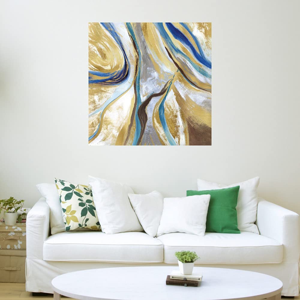 Premium Agate & Gold II Fine Art Canvas Wall Decor by Artist Nan - Modern Abstract Painting for Living Room, Bedroom, Office - Ready to Hang 48x48 Inches - Perfect for Home, Office & Commercial Spaces
