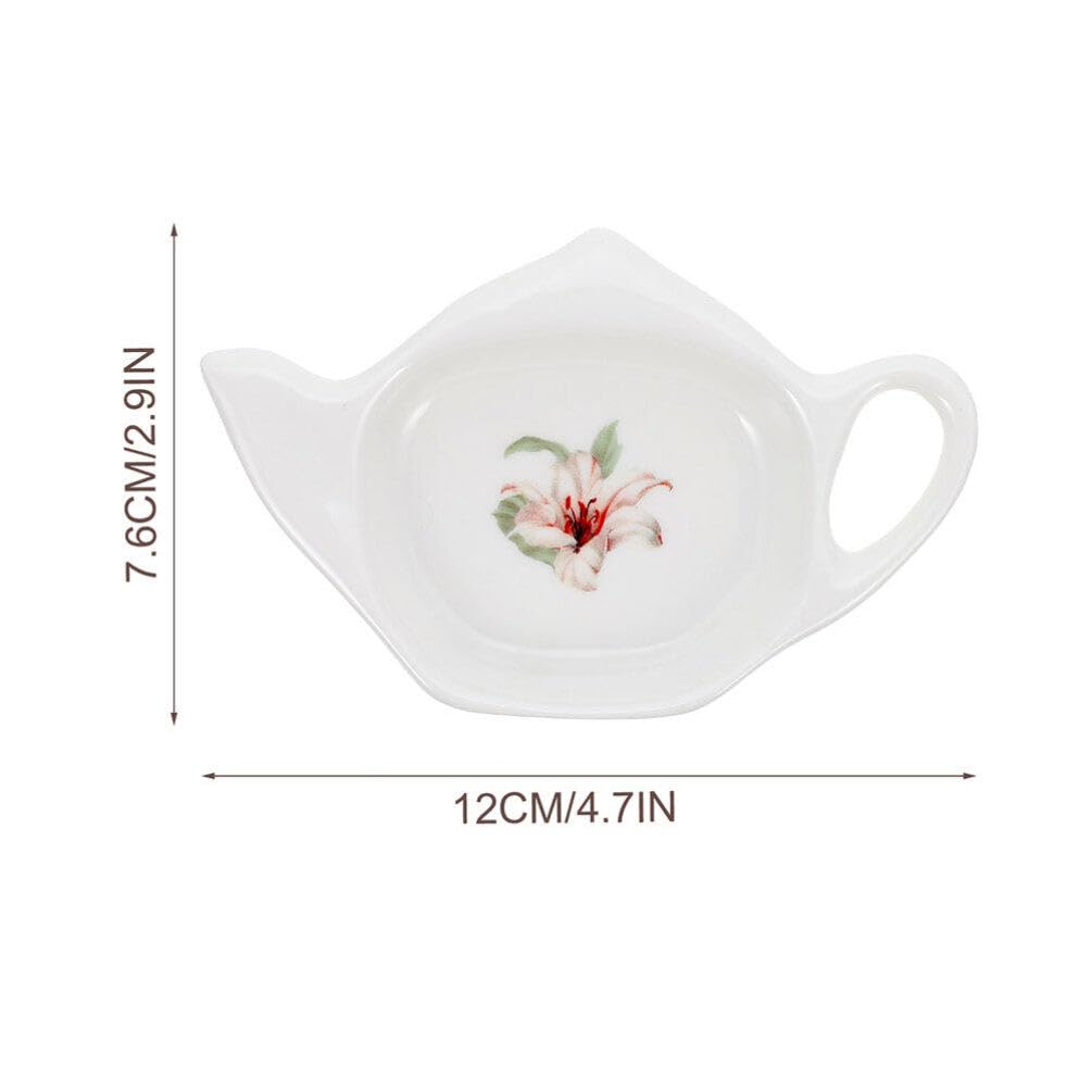 Ceramic Teapot-Shaped Tea Bag Holder & Spoon Rest - White for Tea Time & Snacks